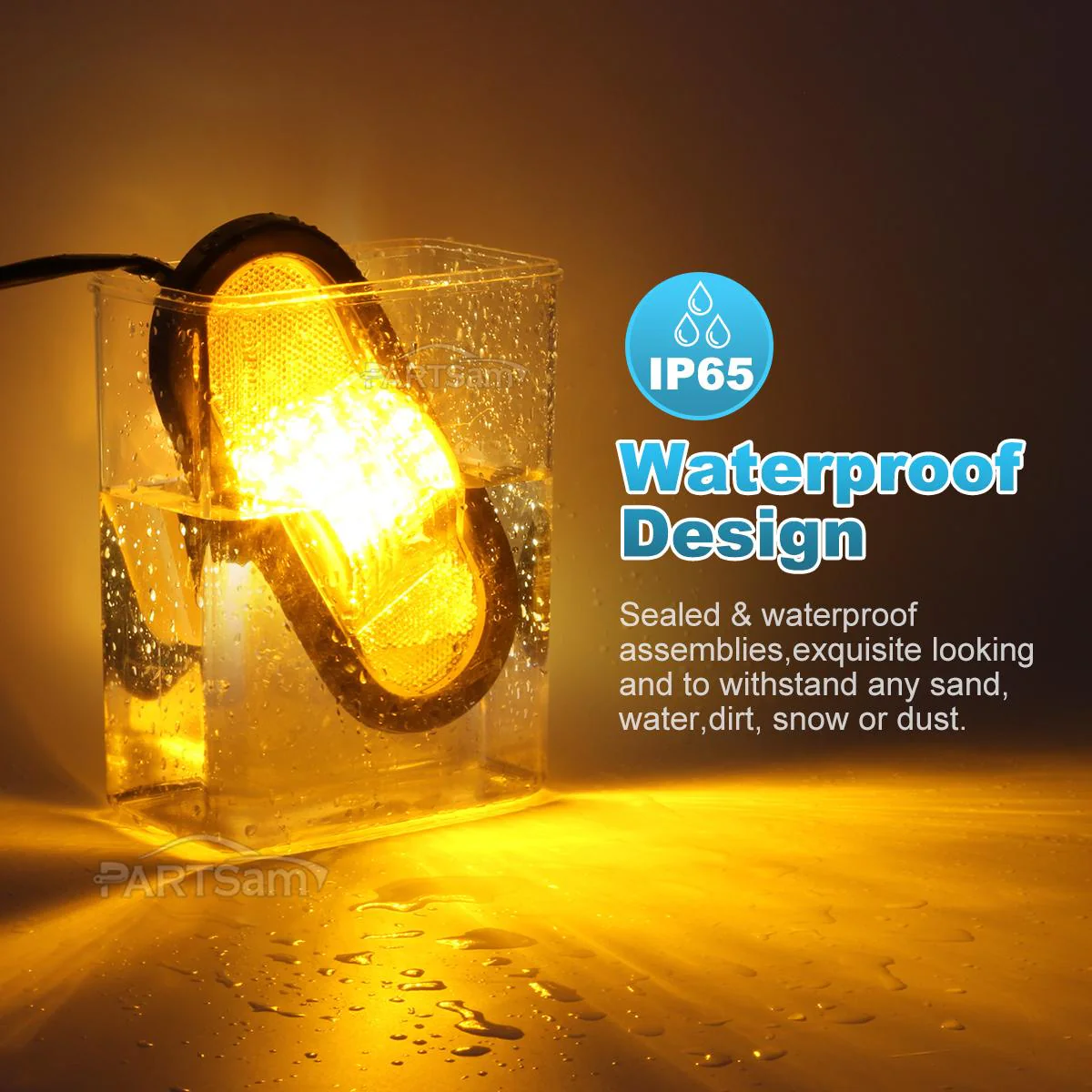 Partsam 2Pcs 6.5 inch Mid Turn Signal Amber Marker Light Rubber Mount 24 LED w/Reflex Lens Universal Waterproof 6 Inch Oval Led Mid-Ship Marker and Turn Signal Semi Truck Trailer Light - Image 5