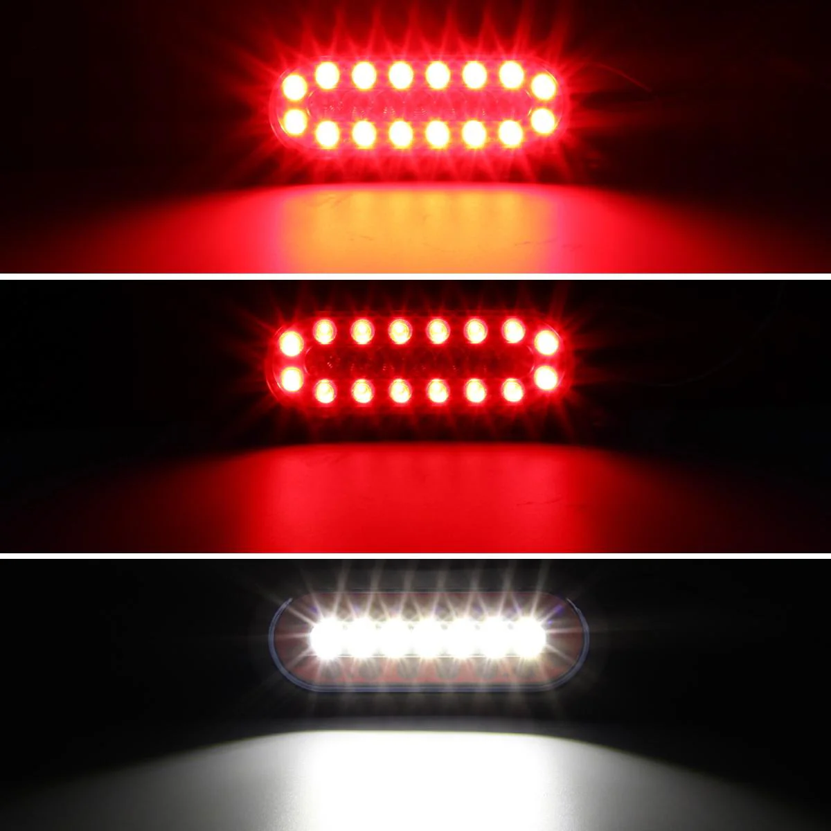 Partsam 2Pcs 6 Inch Oval Led Trailer Tail Lights Red/White 23LED Grommet Mount w Mounting Brackets Waterproof Truck Trailer RV Oval Led Stop Turn Tail Brake Backup Reverse Marker Lights Sealed 12V - Image 4