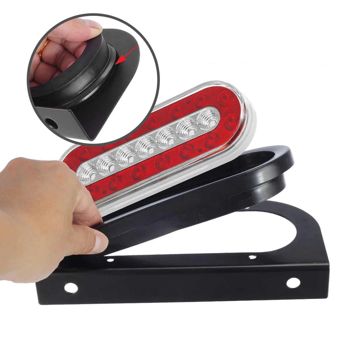 Partsam 2Pcs 6 Inch Oval Led Trailer Tail Lights Red/White 23LED Grommet Mount w Mounting Brackets Waterproof Truck Trailer RV Oval Led Stop Turn Tail Brake Backup Reverse Marker Lights Sealed 12V - Image 8