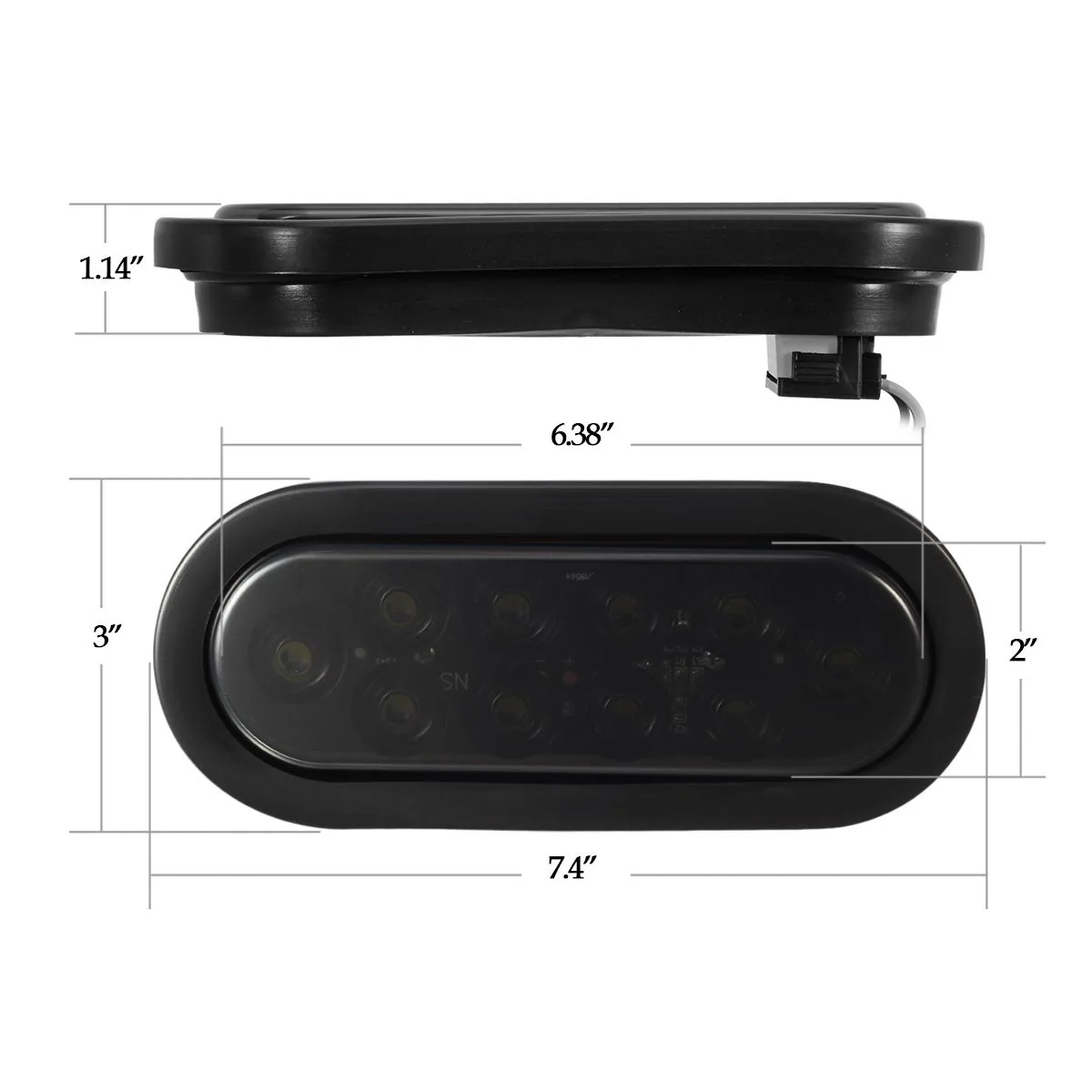 Partsam 2Pcs 6 Inch Oval White Led Trailer Lights 10 Diodes Smoke Lens Grommet and Pigtails Submersible 12V Sealed for RV Trucks, 6 Oval led Reverse Lights, 6 Oval led Back up Lights - Image 7