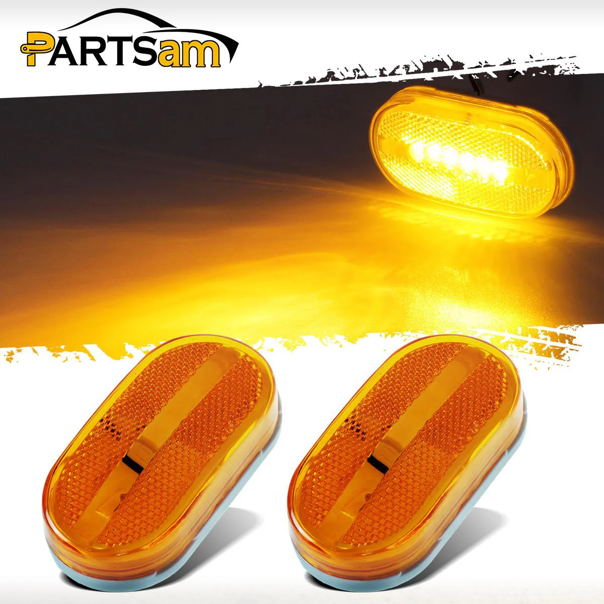 Partsam 2Pcs Amber 4 Inch LED Trailer Side Marker and Clearance Lights Lamps 6 Diodes with Reflex Lens Surface Mount, Reflective 2x4 Rectangular Rectangle Led Marker Lights Front Rear Truck RV Camper - Image 4