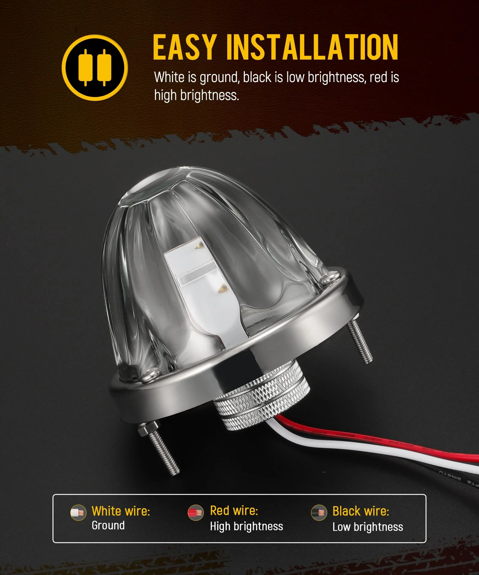 Partsam 2Pcs Glass Watermelon Lights Clear Lens Blue LED Side Marker Clearance Lights with Bezel Replacement for Kenworth Peterbilt Freightliner Trucks - Image 5