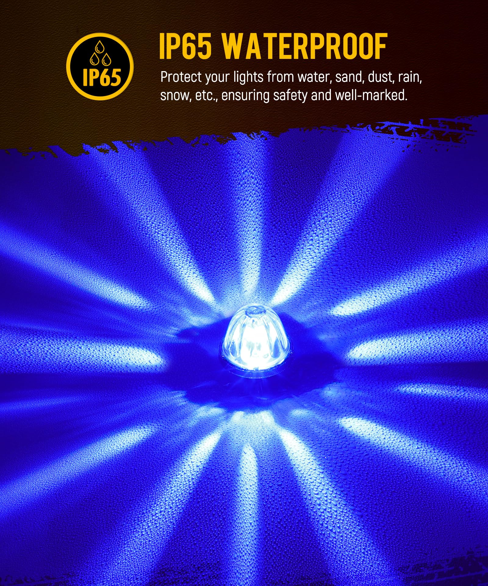 Partsam 2Pcs Glass Watermelon Lights Clear Lens Blue LED Side Marker Clearance Lights with Bezel Replacement for Kenworth Peterbilt Freightliner Trucks - Image 6