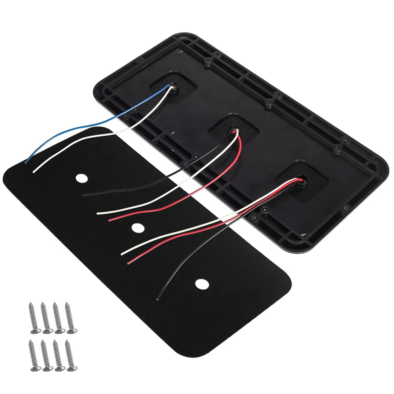 Partsam 2Pcs LED Triple Tail Lights 45 LEDs, Rectangle Vertical or Horizontal Mount LED Trailer Camper RV Tail Lights Stop Turn Tail Backup Reverse Lights Taillights w/ Black Base - Red/Clear Lens - Image 6