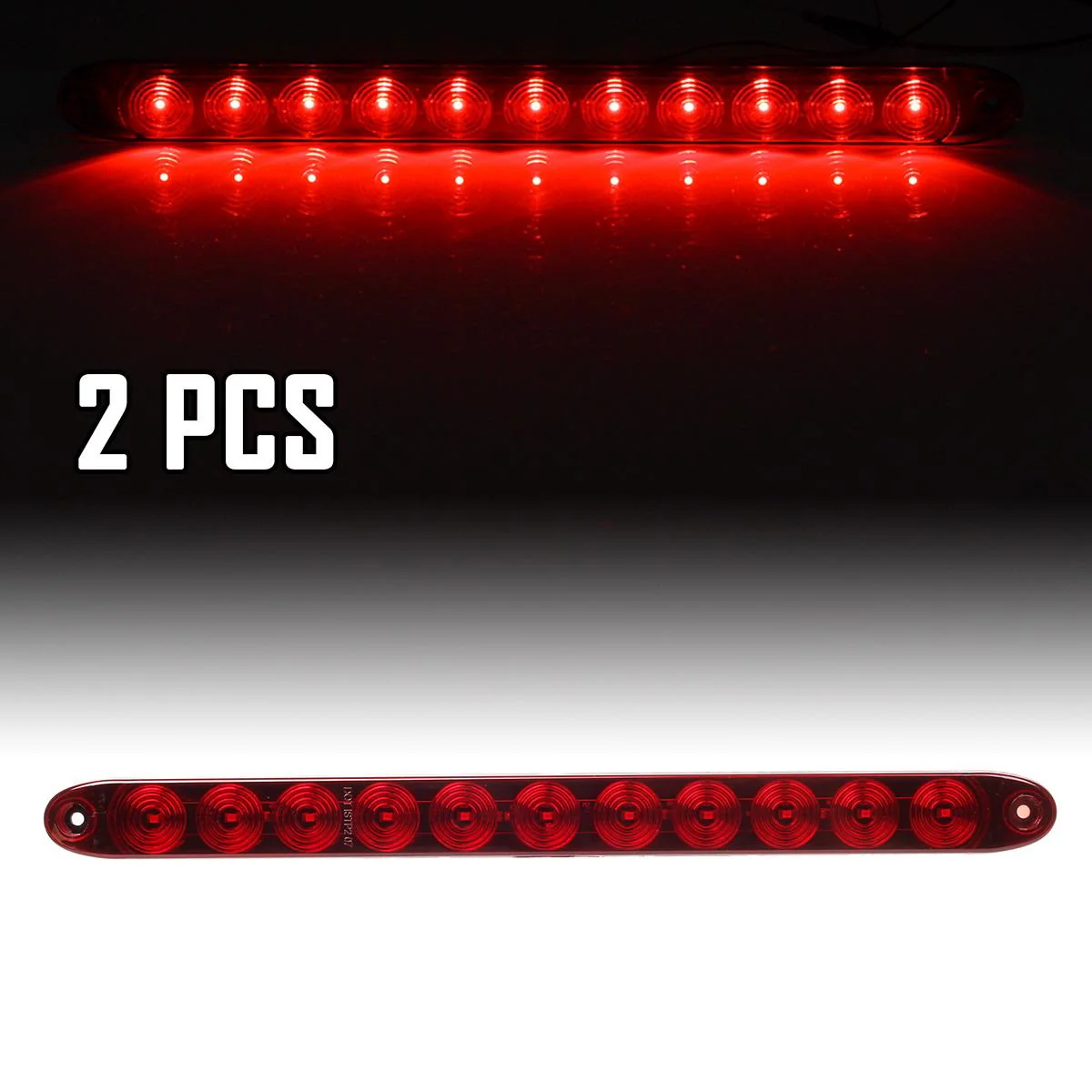 Partsam 2PCS Red 15inch 11 LED Trailer Light Bar Sealed Stop Turn Tail Park Third 3rd Brake Light Truck Trailer Marker ID Bar Waterproof - Image 3