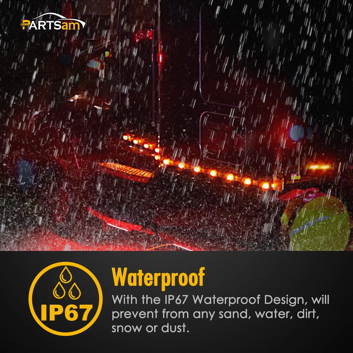 Partsam 2Pcs Red 6" LED Rectangle Side Marker and Clearance Trailer Lights 21 Diodes with Reflectors Waterproof 12V Sealed 6x2 Rectangular Led Stop Turn Tail Brake Lights Dual Mode Surface Mount - Image 10