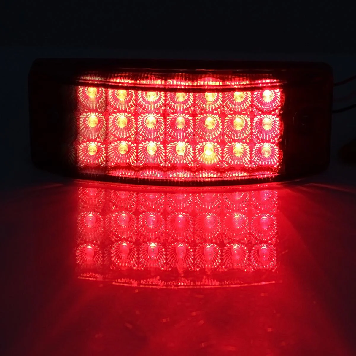 Partsam 2Pcs Red 6" LED Rectangle Side Marker and Clearance Trailer Lights 21 Diodes with Reflectors Waterproof 12V Sealed 6x2 Rectangular Led Stop Turn Tail Brake Lights Dual Mode Surface Mount - Image 3