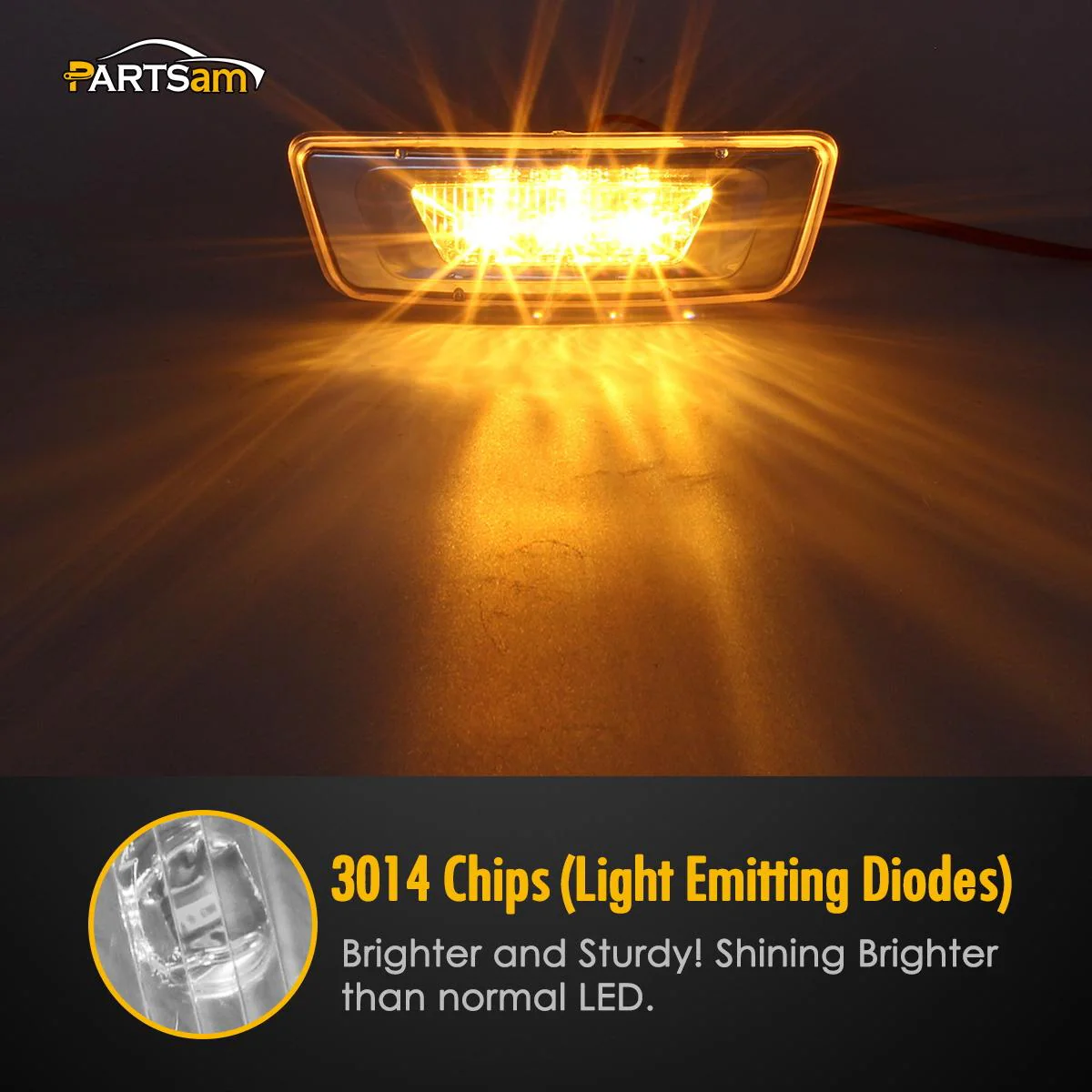 Partsam 2Pcs Replacement for Kenworth T680 T880 and Peterbilt 576 Led Side Marker Turn Signal Lights Assemblies Amber Clear Lens 3-3014-SMD Sealed Led Rectangular Cab Roof Marker Lights Lamps LH&RH - Image 3