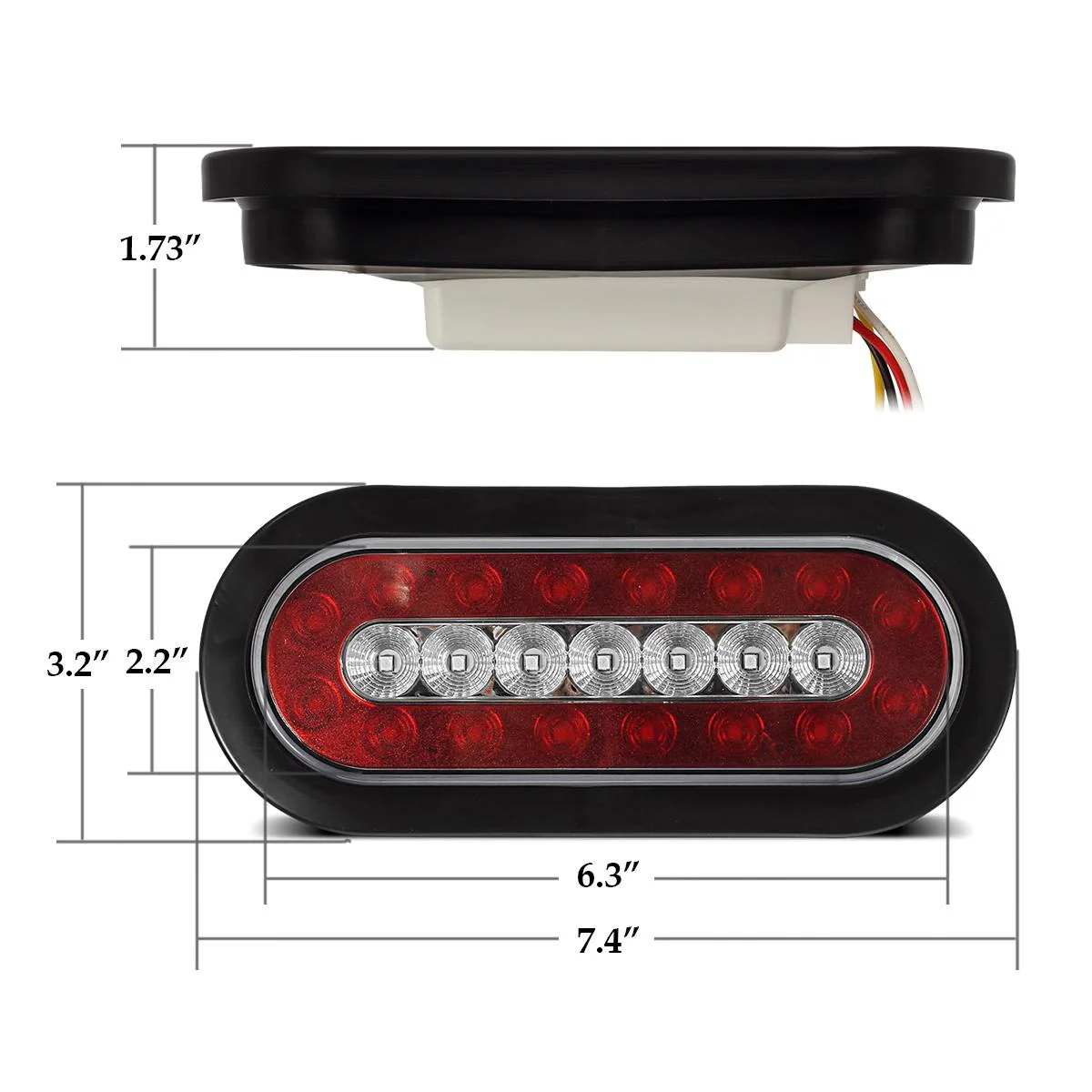 Partsam 2Pcs Steel Trailer RV Light Boxes Housing Kit w/ 6 inch Oval Led Trailer Tail Lights Red/Amber & 2 inch Red Led Round Side Marker and Clearance Lights 4LED w/ Grommets and wire connectors - Image 5