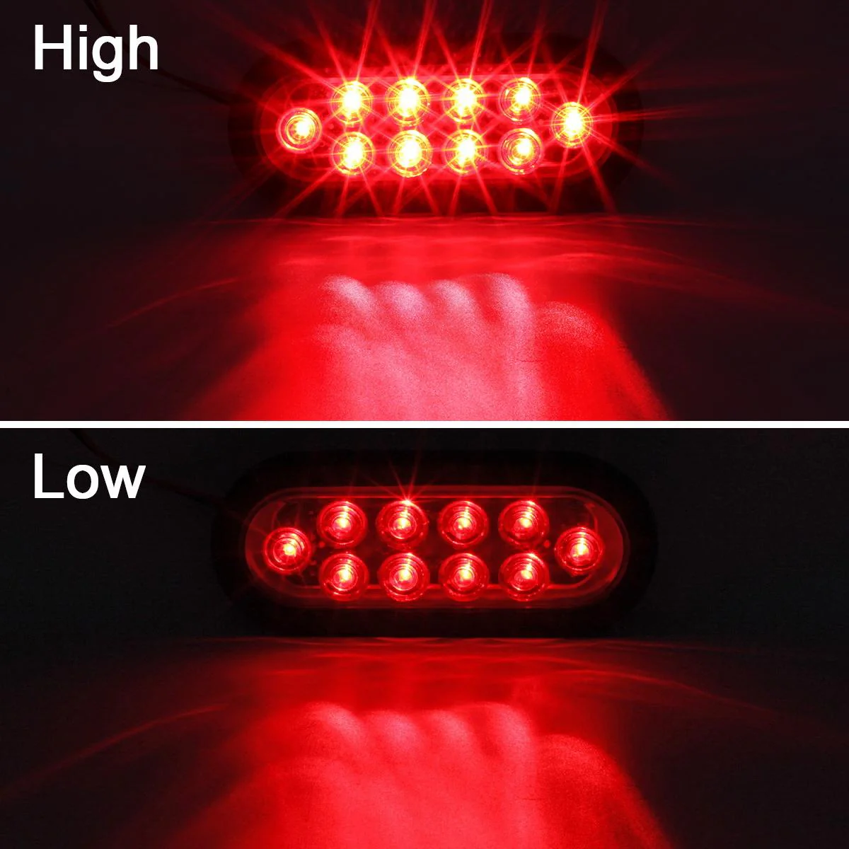 Partsam 2Pcs Steel Trailer RV Light Boxes Housing Kit w/ 6 Inch Oval Red Led Trailer Tail Lights 10LED and 2 Inch Red Round Led Side Marker Lights 4LED w/Grommets and Wire connectors - Image 5