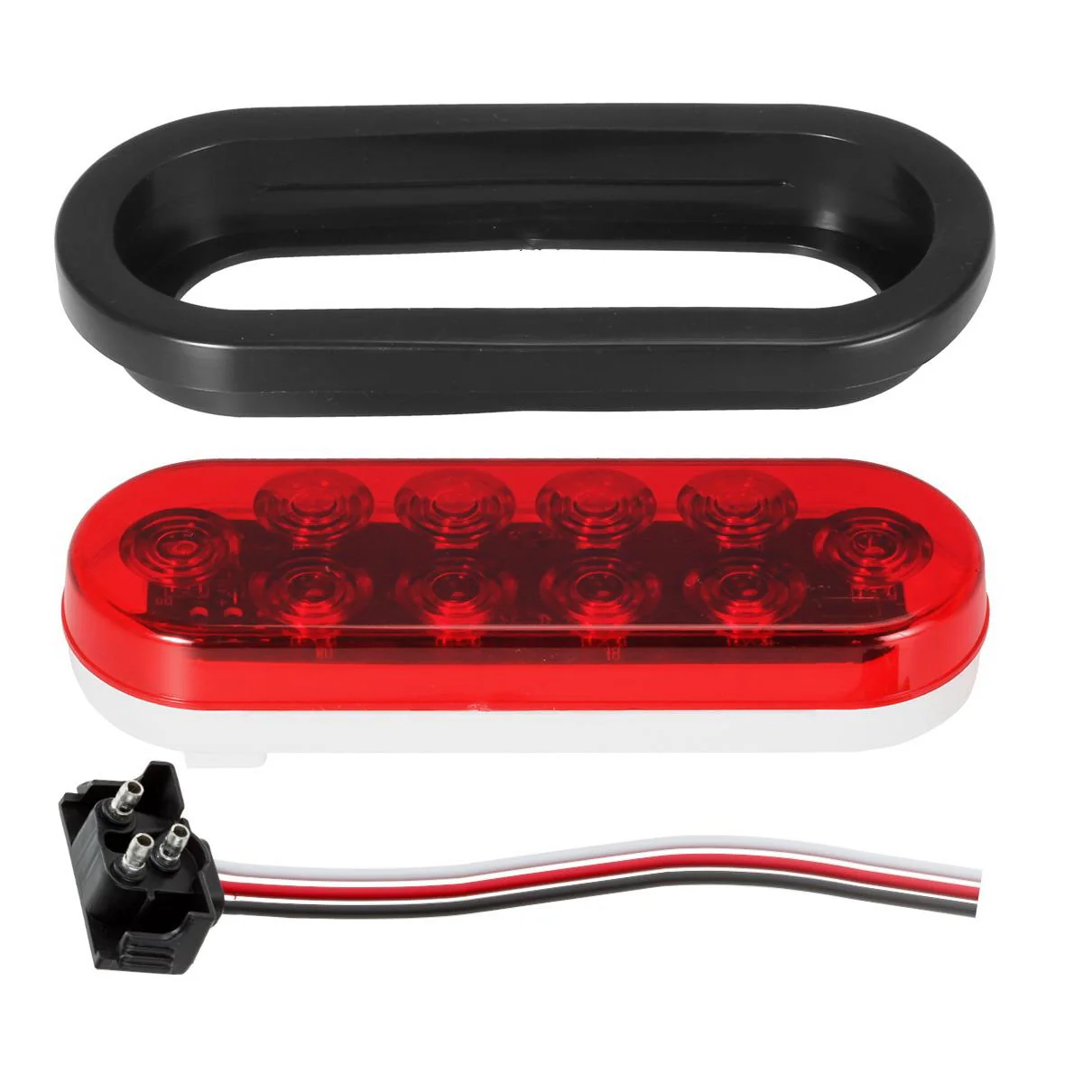 Partsam 2Pcs Steel Trailer RV Light Boxes Housing Kit w/ 6 Inch Oval Red Led Trailer Tail Lights 10LED and 2 Inch Red Round Led Side Marker Lights 4LED w/Grommets and Wire connectors - Image 6