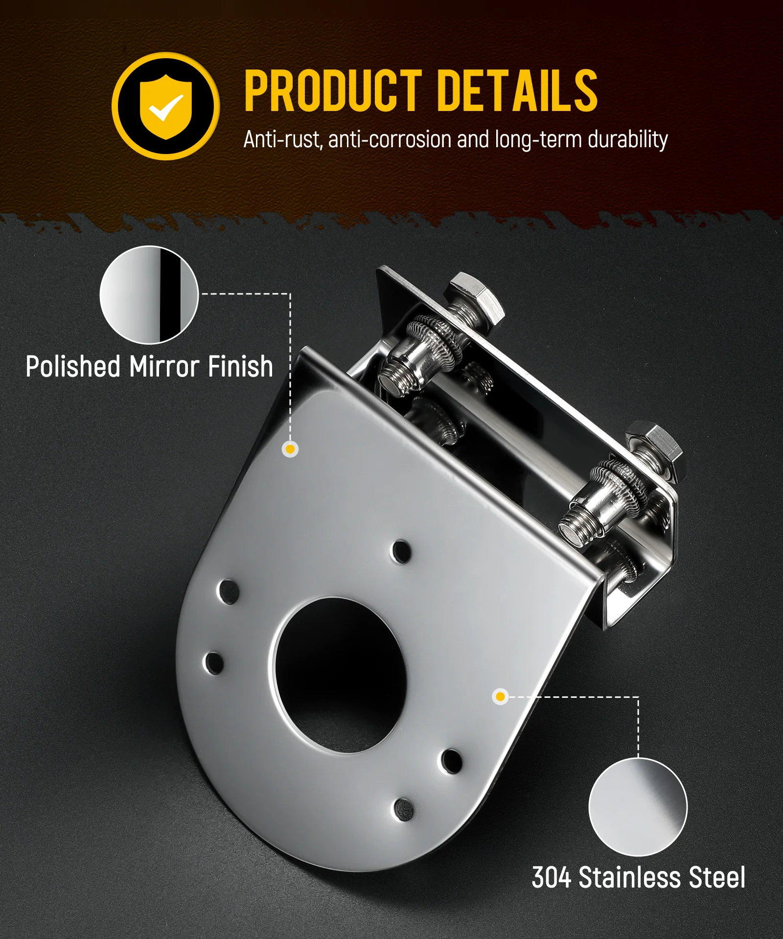 PARTsam 2Pcs Watermelon Light Under Glow Frame Brackets, 45 Degree Angled Clamp-On Mount No Drilling Required, Stainless Steel, Universal for Semi-Trucks Trucks Pickup - Image 4