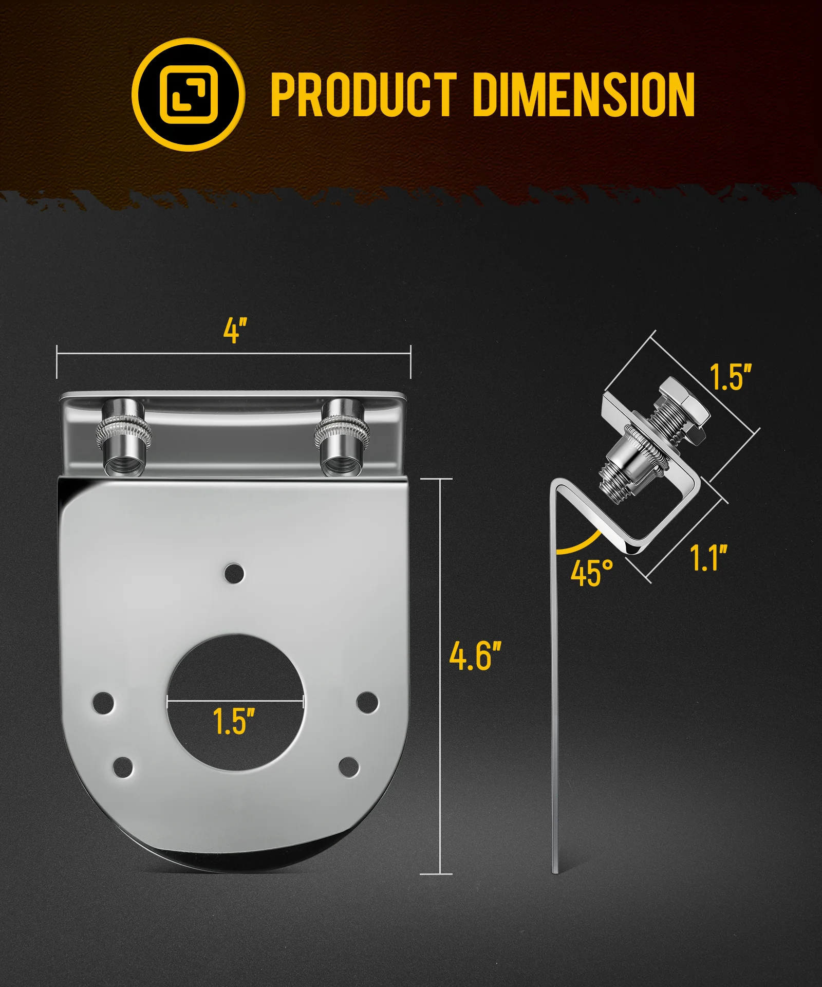 PARTsam 2Pcs Watermelon Light Under Glow Frame Brackets, 45 Degree Angled Clamp-On Mount No Drilling Required, Stainless Steel, Universal for Semi-Trucks Trucks Pickup - Image 5