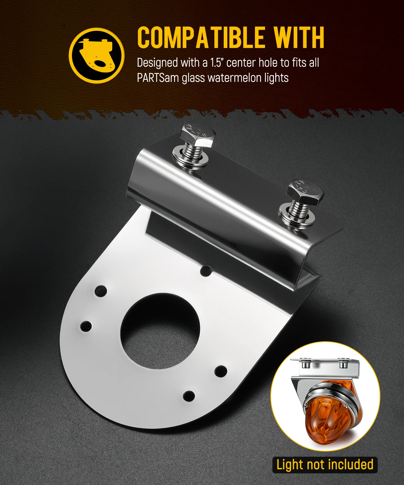 PARTsam 2Pcs Watermelon Light Under Glow Frame Brackets, 45 Degree Angled Clamp-On Mount No Drilling Required, Stainless Steel, Universal for Semi-Trucks Trucks Pickup - Image 6