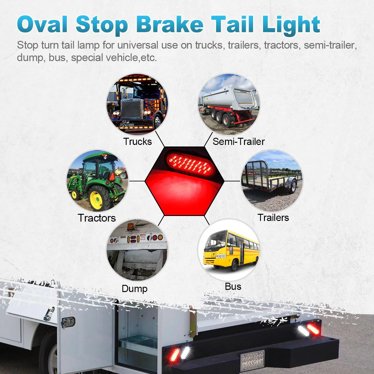 Partsam 2x Oval Brake Stop Tail Turn Sealed Marker Lights Flush Mount 6.3inch Inch 24 LED Truck Trailer Boat Utility Clear Lens Red w/Rubber Grommet Waterproof 12V - Image 10