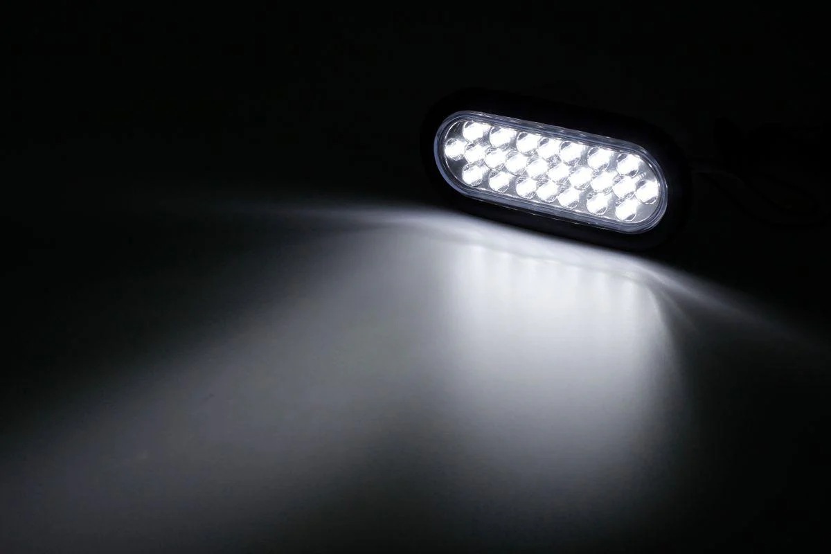 Partsam 2x Oval Clear Lens White Stop Turn Tail Backup Reverse Fog Lights Lamps Rubber Flush Mount 6inch 24 LED for Truck Trailer Boat RV Waterproof - Image 5