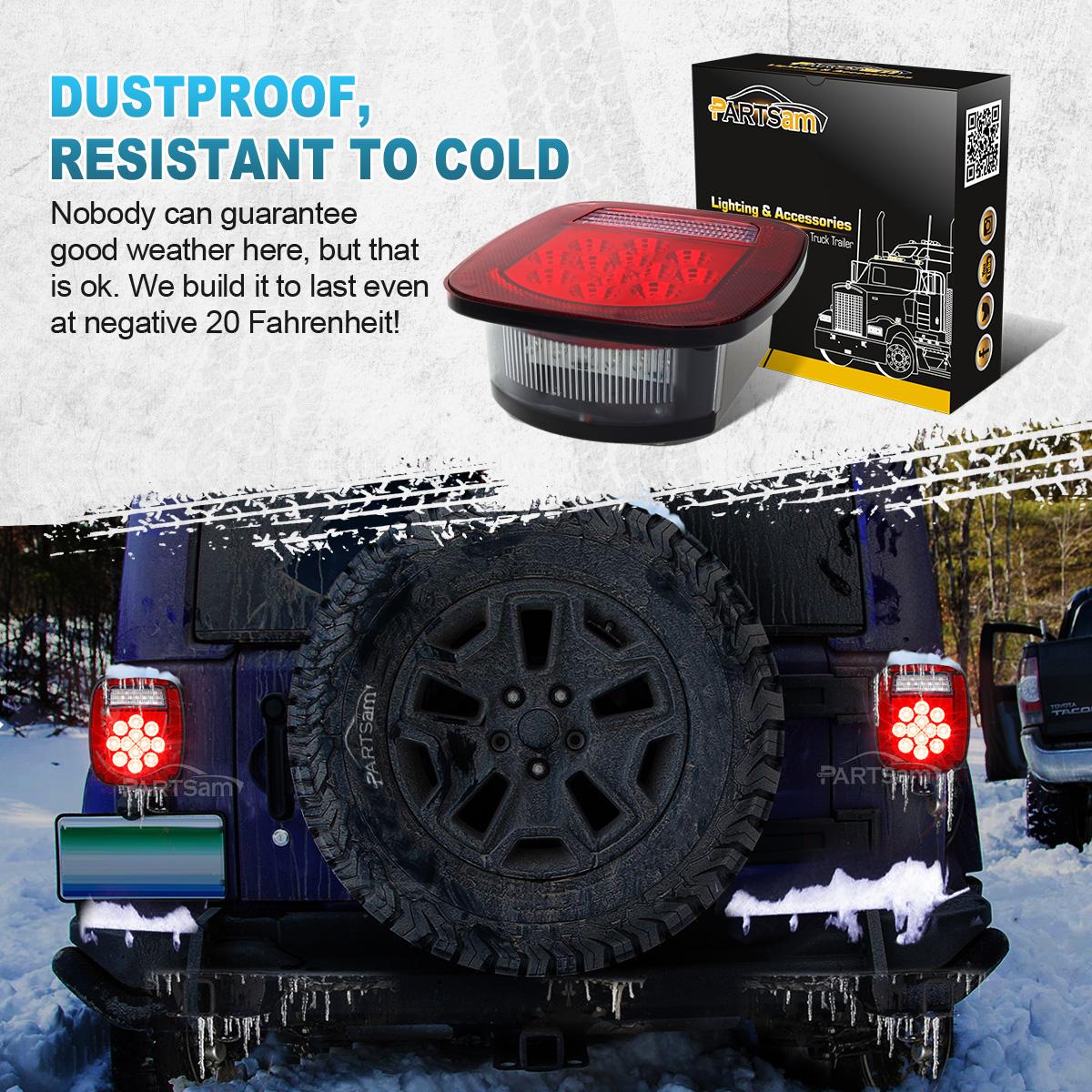 Partsam 2x Red/White 39 LED Stop Turn Tail Stud Lights Replacement for Jeep CJ YJ JK Truck Trailer Boat RV, Hardwired - Image 11