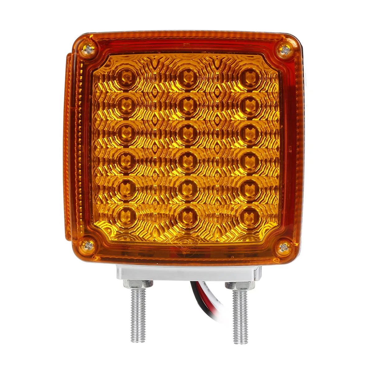 Partsam 2x Truck Trailer Square Double Face Pedestal Stop Turn Tail Light Amber / Red 39 LED for Trucks - Image 10