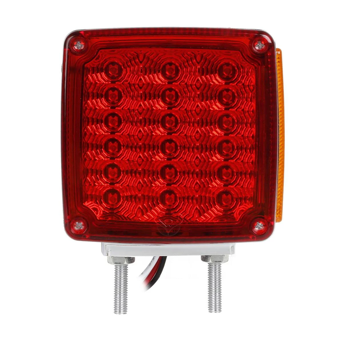 Partsam 2x Truck Trailer Square Double Face Pedestal Stop Turn Tail Light Amber / Red 39 LED for Trucks - Image 11