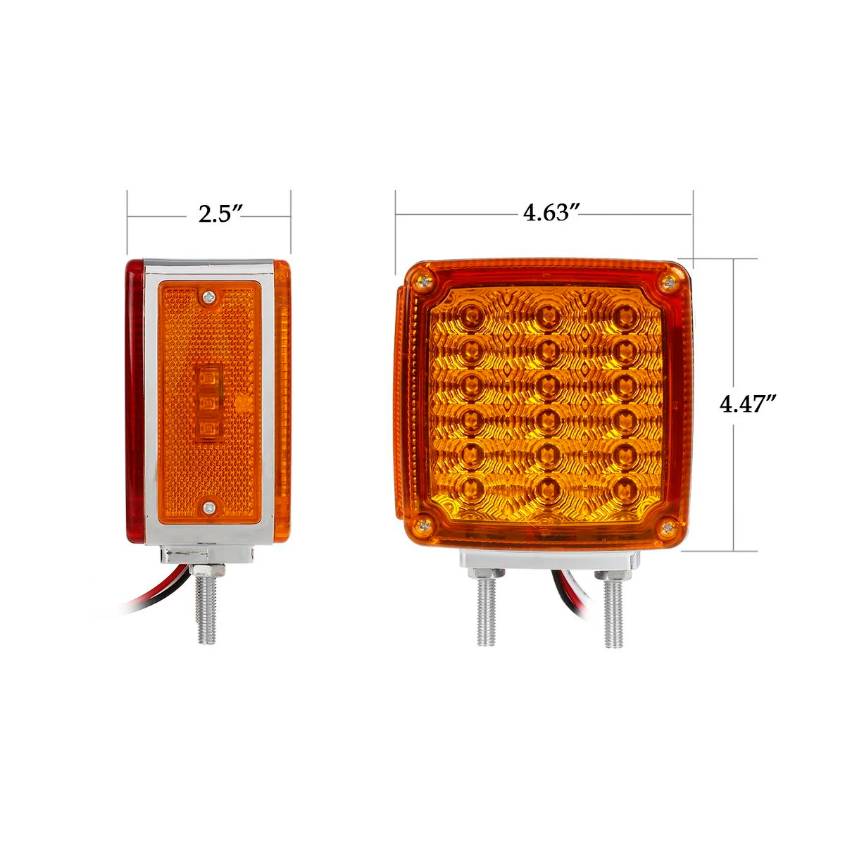 Partsam 2x Truck Trailer Square Double Face Pedestal Stop Turn Tail Light Amber / Red 39 LED for Trucks - Image 12