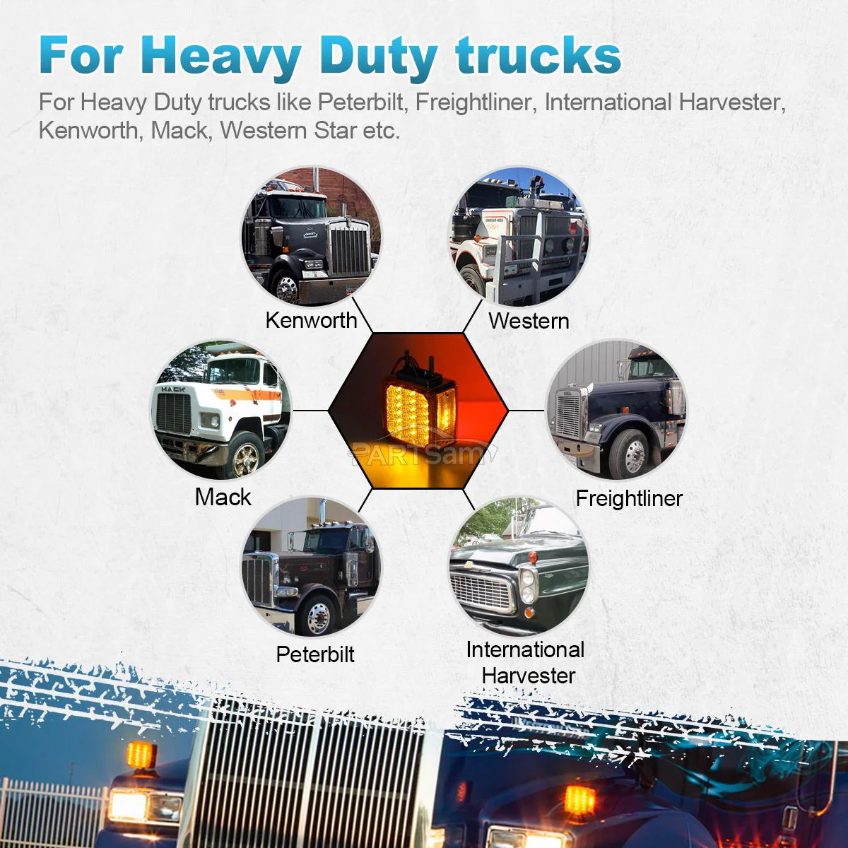 Partsam 2x Truck Trailer Square Double Face Pedestal Stop Turn Tail Light Amber / Red 39 LED for Trucks - Image 7