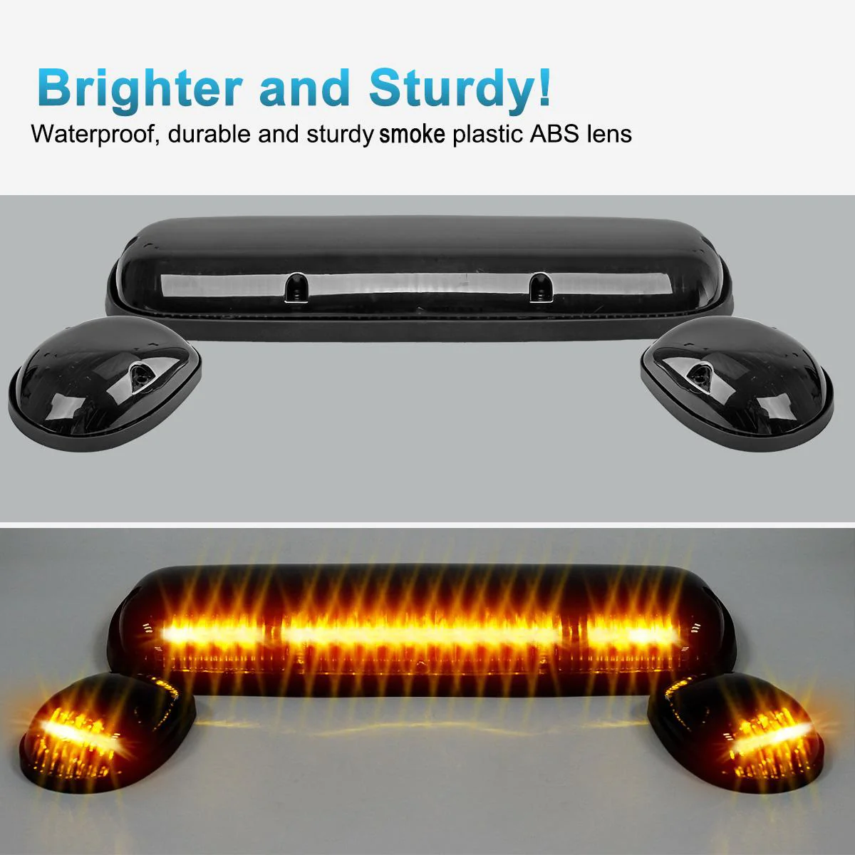 Partsam 3PCS 30LED Cab Marker Roof Running Lights Assembly Compatible with Silverado/ Sierra 1500 1500HD 2500 2500HD 3500 2002-2007 Trucks Lights + Wiring Pack - Image 5