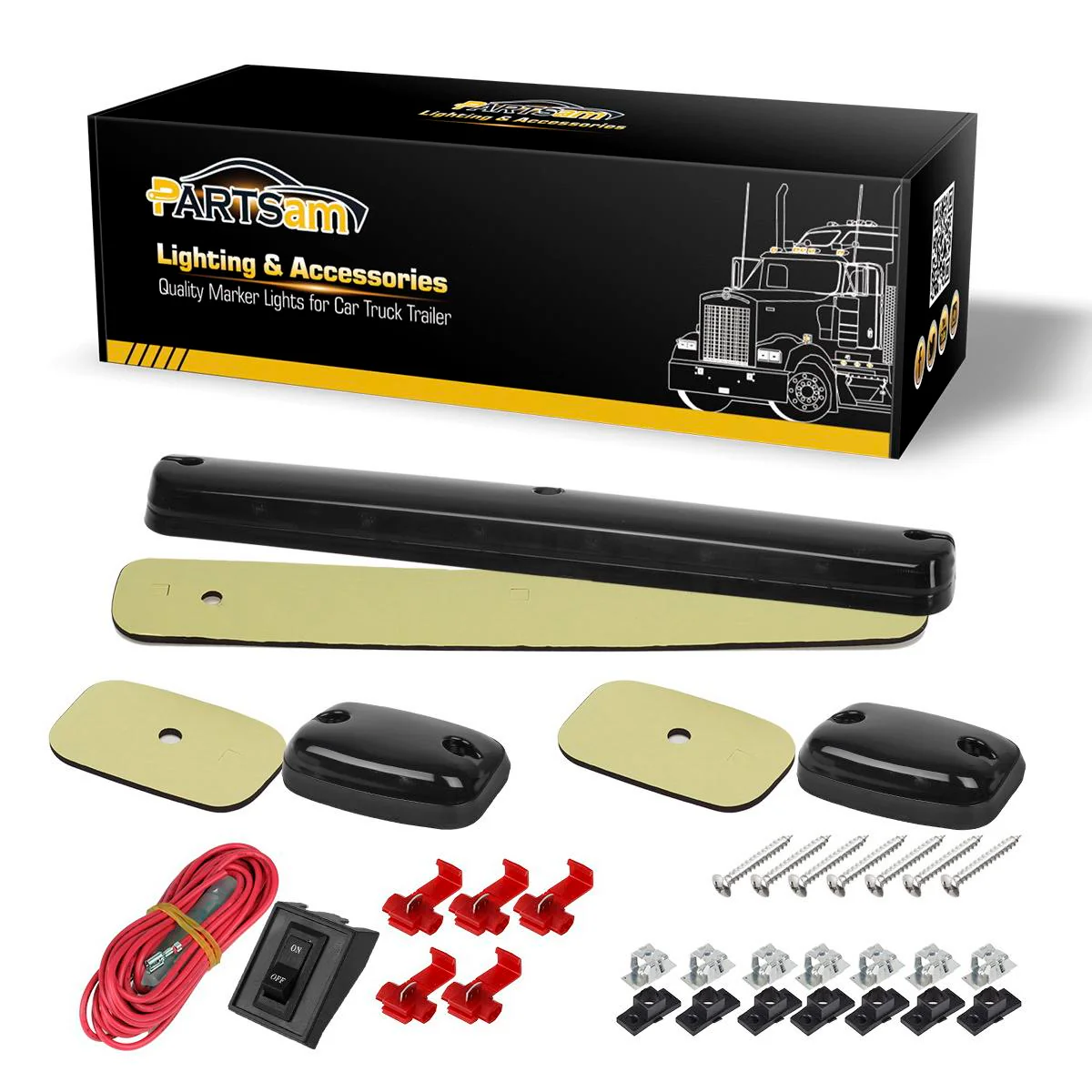 Partsam 3X Smoke Cab Light Amber 12LED Cab Marker Top Roof Running Light Assembly + Wire Harness Compatible with Silverado/ Sierra 1500 2500 2500HD 3500 3500HD 2014 2500HD 3500HD 2007-2013 - Image 11