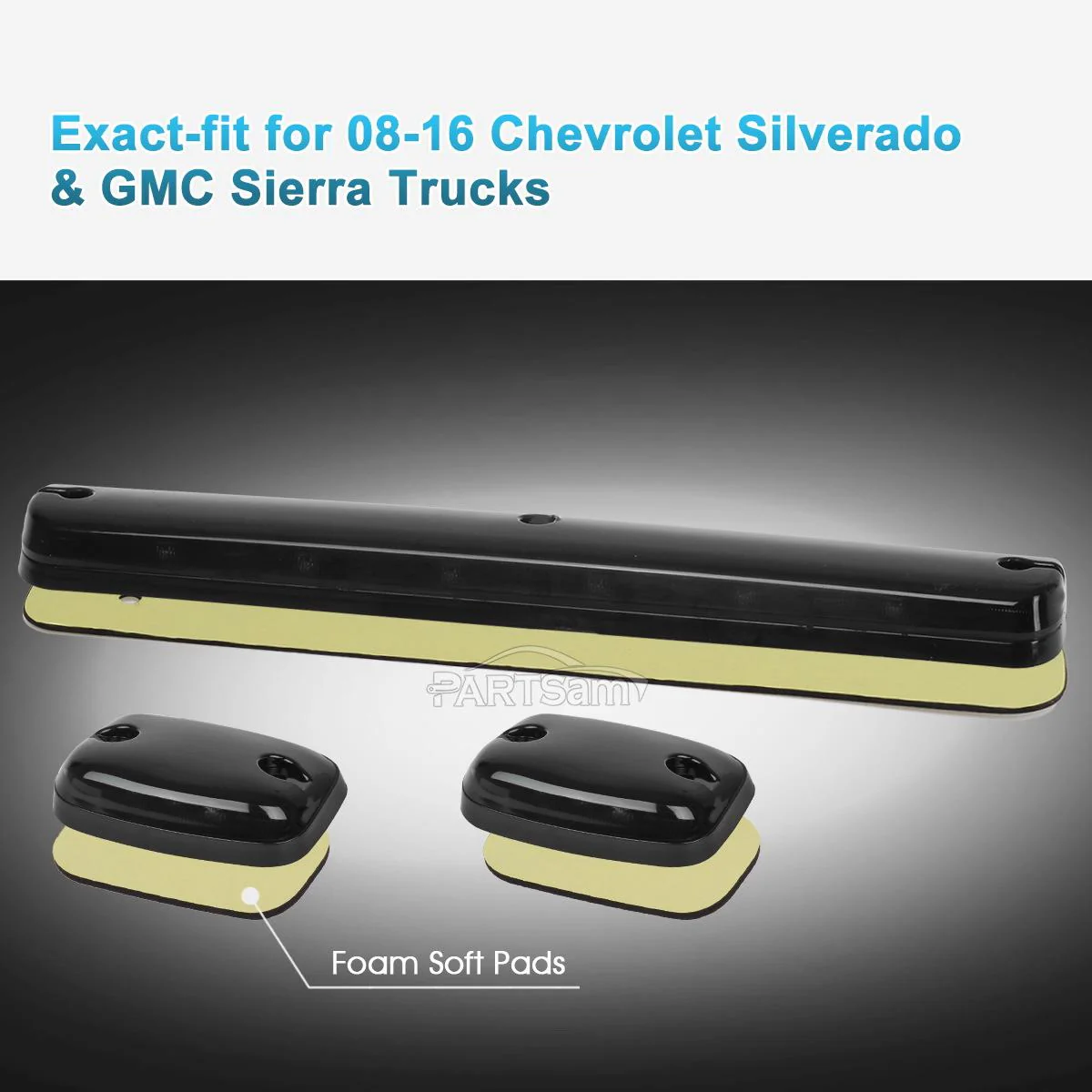 Partsam 3X Smoke Cab Light Amber 12LED Cab Marker Top Roof Running Light Assembly + Wire Harness Compatible with Silverado/ Sierra 1500 2500 2500HD 3500 3500HD 2014 2500HD 3500HD 2007-2013 - Image 7