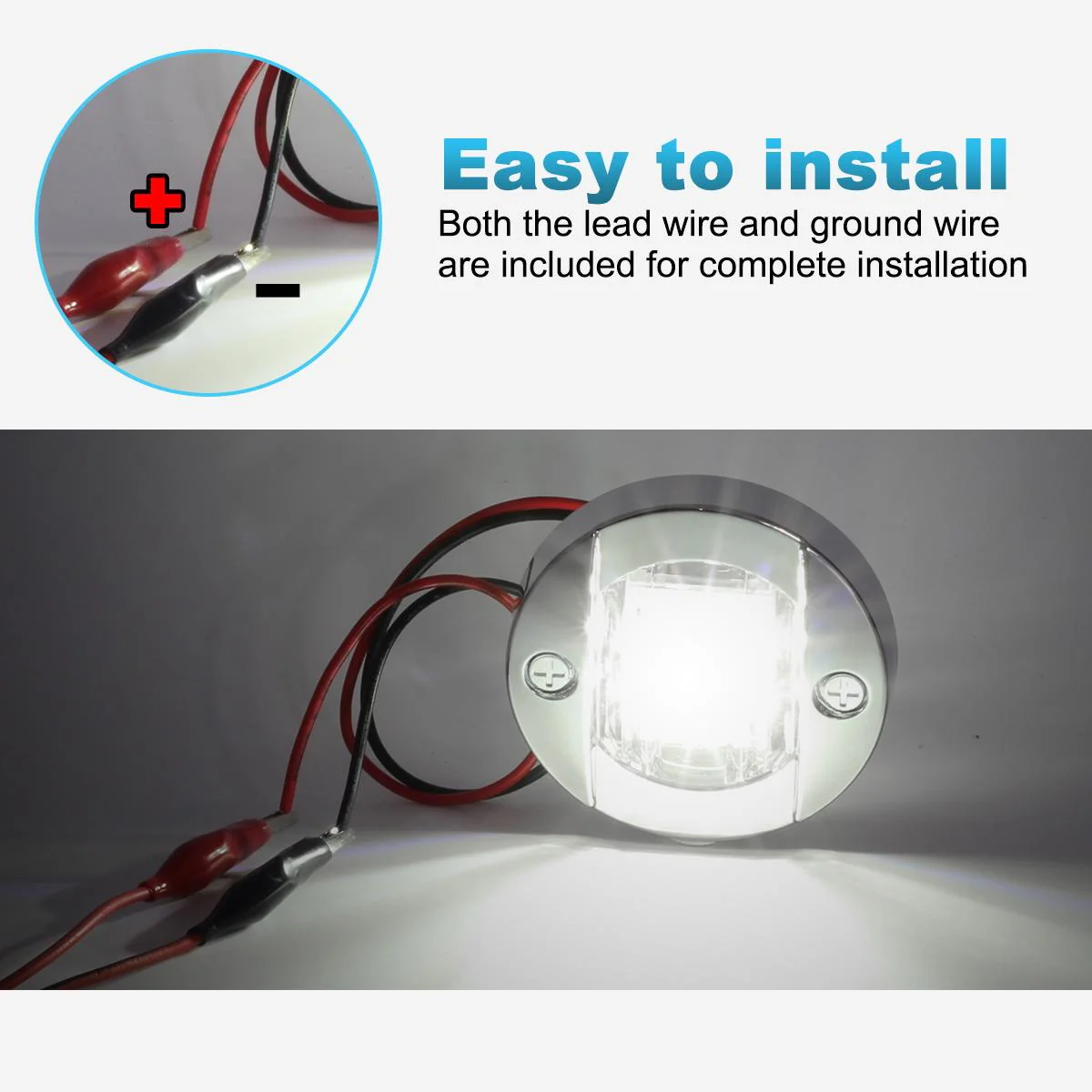 Partsam 4 Pcs 3 Inch Round Chrome Marine LED Transom Mount Stern Anchor Navigation Light IP67 Waterproof, Round Boat Marine Lights 6-2835-SMD, Boat LED Stern Lights 12V DC - Image 6