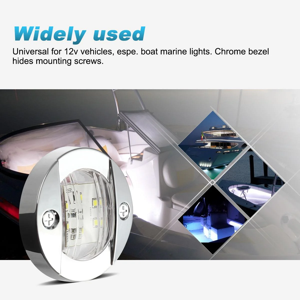 Partsam 4 Pcs 3 Inch Round Chrome Marine LED Transom Mount Stern Anchor Navigation Light IP67 Waterproof, Round Boat Marine Lights 6-2835-SMD, Boat LED Stern Lights 12V DC - Image 7