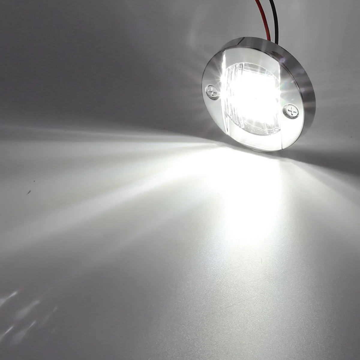 Partsam 4 Pcs 3 Inch Round Chrome Marine LED Transom Mount Stern Anchor Navigation Light IP67 Waterproof, Round Boat Marine Lights 6-2835-SMD, Boat LED Stern Lights 12V DC - Image 8