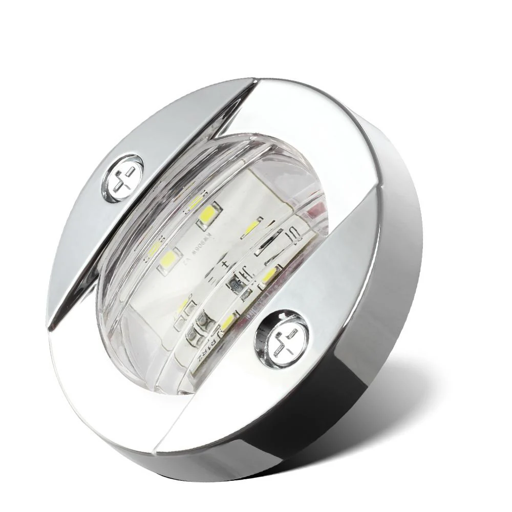 Partsam 4 Pcs 3 Inch Round Chrome Marine LED Transom Mount Stern Anchor Navigation Light IP67 Waterproof, Round Boat Marine Lights 6-2835-SMD, Boat LED Stern Lights 12V DC - Image 9