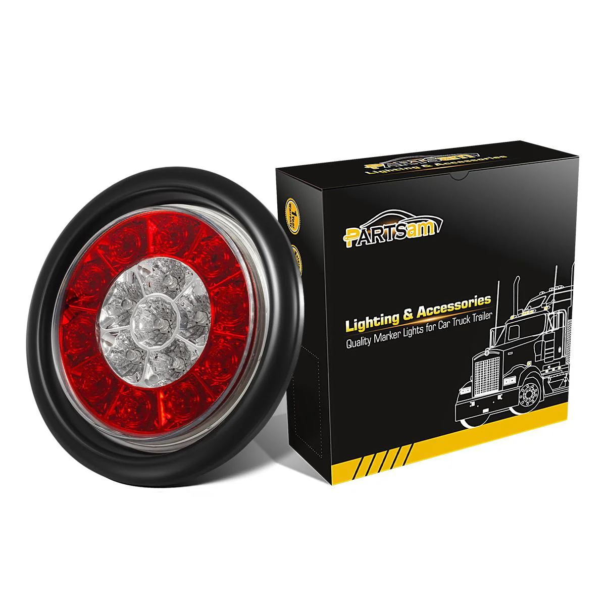 Partsam 4Pcs 4inch Inch Round LED Trailer Tail Lights with Backup Reverse Lights 16LED Waterproof Stop Brake Tail Running Utility Lights Lamps DC 12V Sealed, Hardwired with Grommet (Not Plug and Play) - Image 5