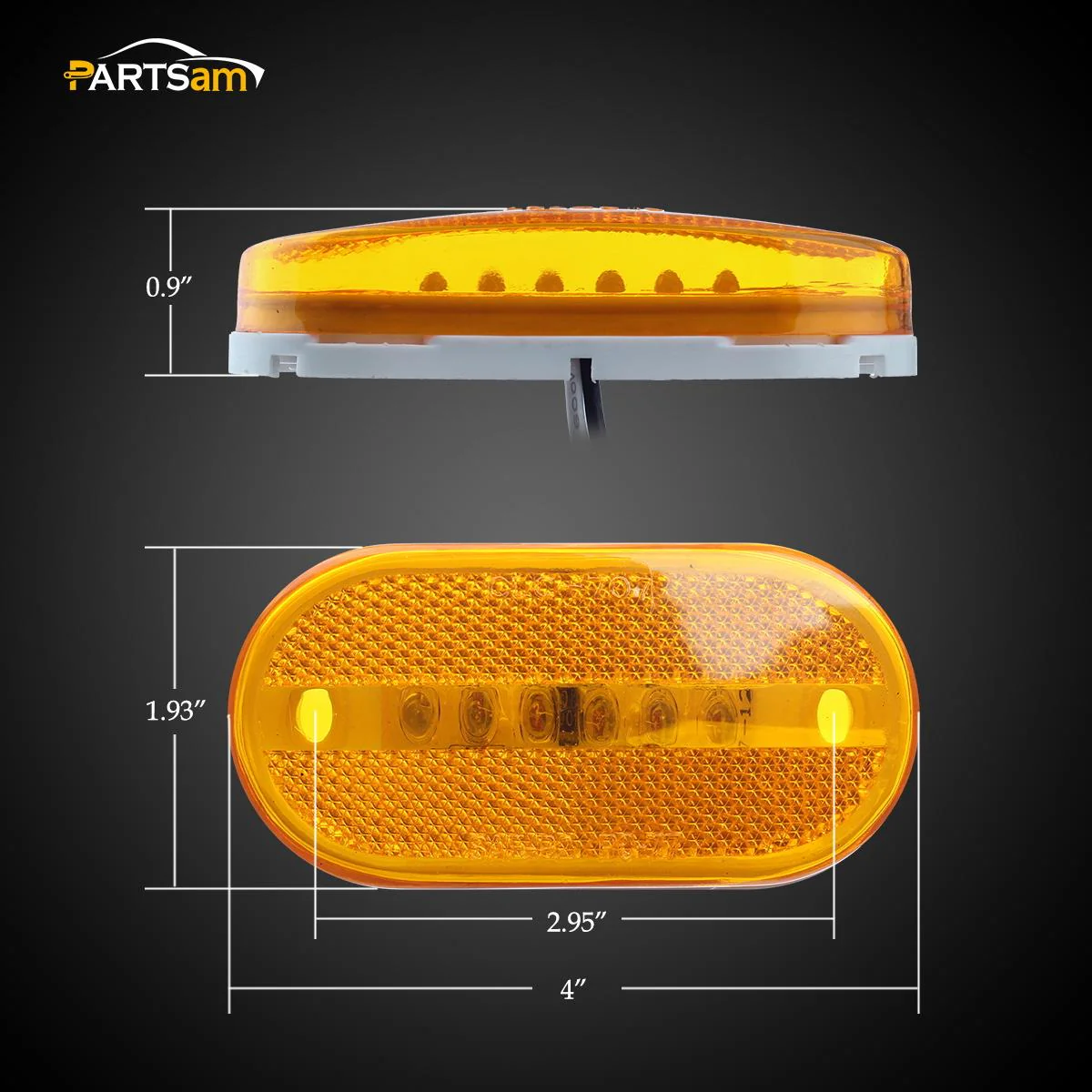 Partsam 4x LED Front Rear Side Marker Light Indicator for Boats Truck Trailer Amber & Red, 4 Inch RV Camper Trailer Rectangular Led Marker Clearance Lights with Reflex Lens 6 Diodes Waterproof 12V - Image 11