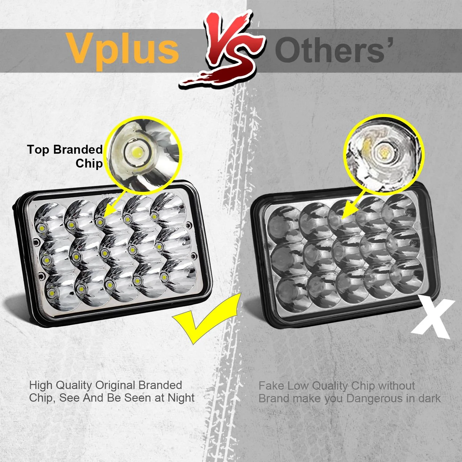 Partsam 4x6 6x4 inch LED Headlights Rectangular Sealed Beam Headlamp H4651 H4652 H4656 H4666 H6545 H4 Socket Hi/Lo Beam Compatible with 379, W900, K5 K10 K20 W3500 - Image 7