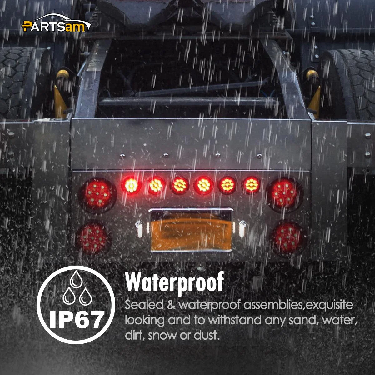 Partsam 5Pcs 2 Inch Round Led Marker Lights 9 Red Diodes Smoked w Reflectors Truck Trailer Rv Flush Mount Waterproof 12V 2 Round Red Led Marker Lights Kits with Grommets and Pigtails - Image 7