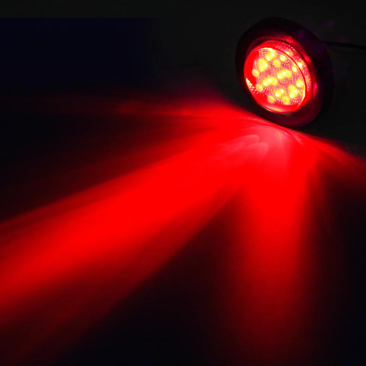 Partsam 5Pcs 2 Inch Round Led Marker Lights 9 Red Diodes Smoked w Reflectors Truck Trailer Rv Flush Mount Waterproof 12V 2 Round Red Led Marker Lights Kits with Grommets and Pigtails - Image 9