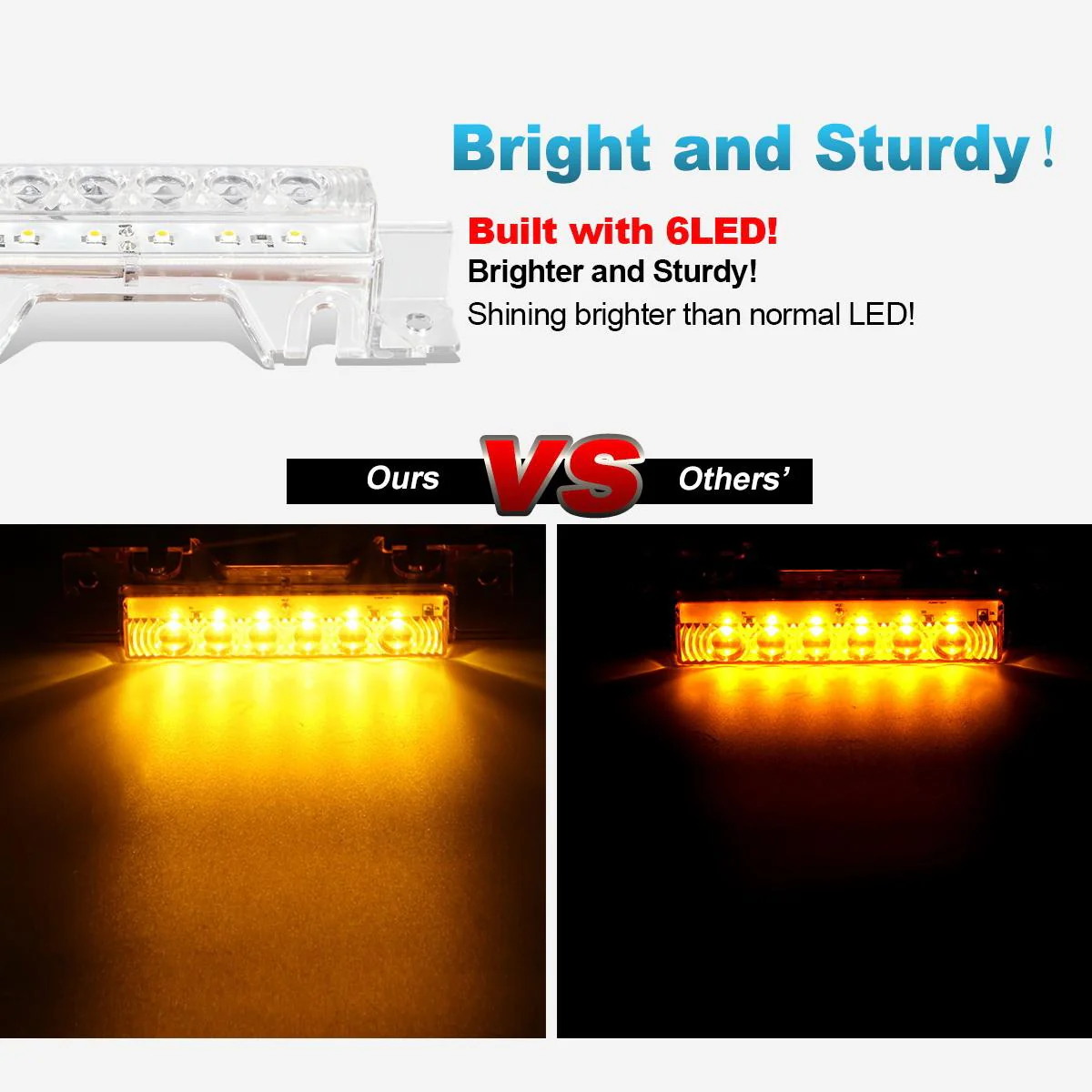 Partsam 5PCS Clear Lens 6LED Amber Cab Light Truck Trailer Top Cab Marker Roof Running Light Waterproof Reflective Lights Assembly Compatible with 2004 VN/2003-2020 VNL Trucks - Image 5