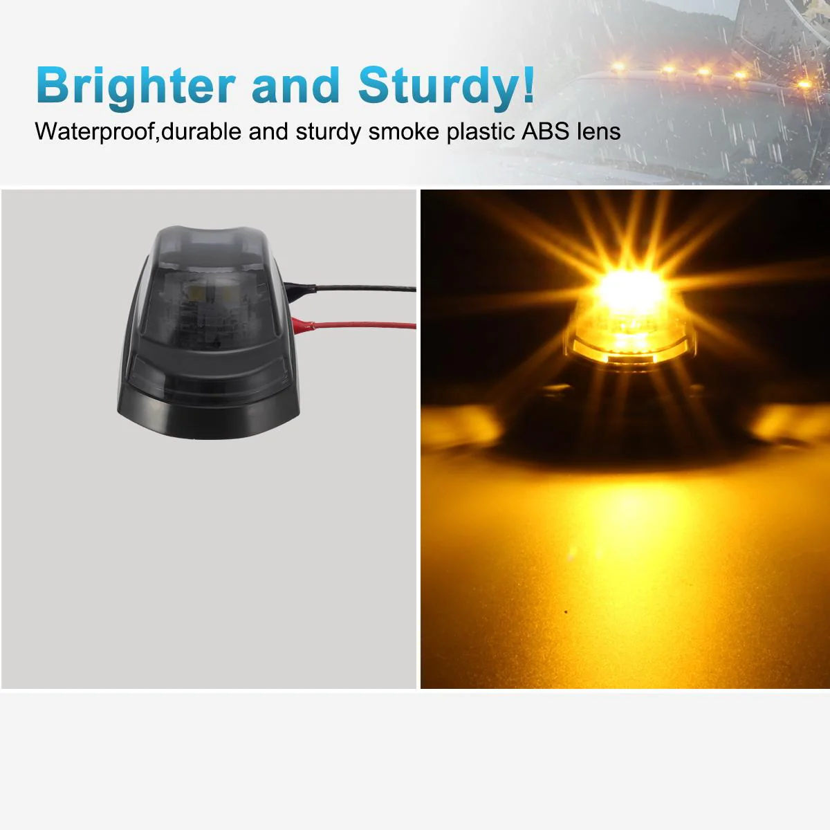 Partsam 5Pcs for F250 F350 F450 Smoke Cab Lights Amber LED Cab Marker Roof Running Top Clearance Lights Assembly Compatible with Ford F-250 F-350 F-450 F-550 Super Duty 2017-2021 264343BK - Image 8