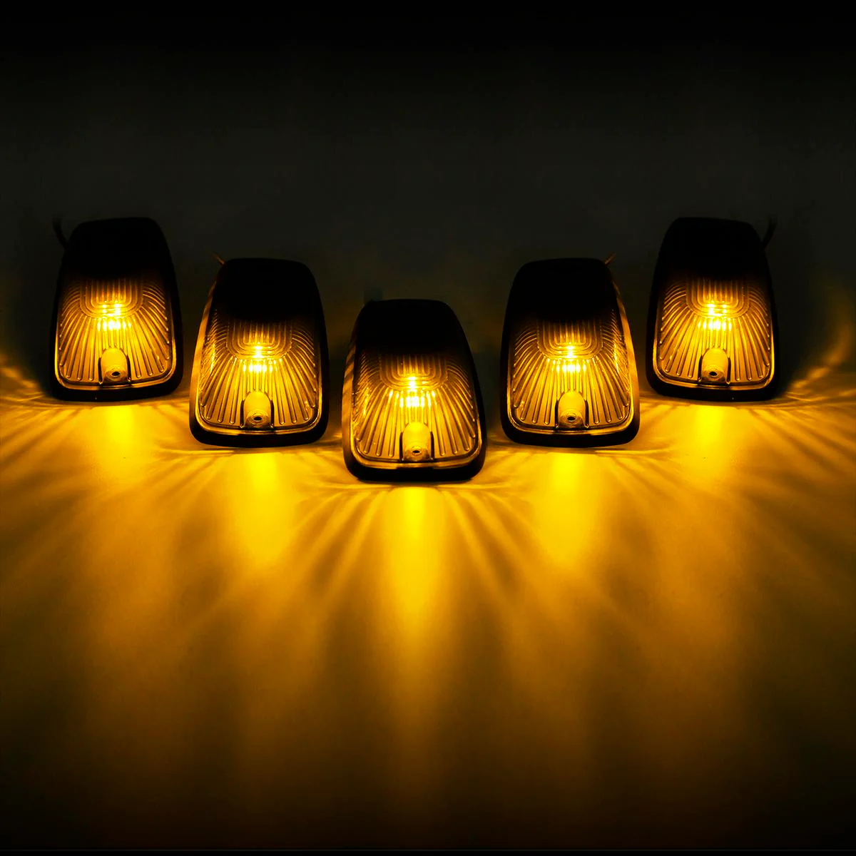 Partsam 5pcs Smoke Cab Maker 264159BK Roof Running Light Cover Base + 5X Amber T10 194 168 5050 LED Light Bulbs Compatible with / C1500 C2500 C3500 K1500 K2500 K3500 1988-2002 Pickup Trucks - Image 3