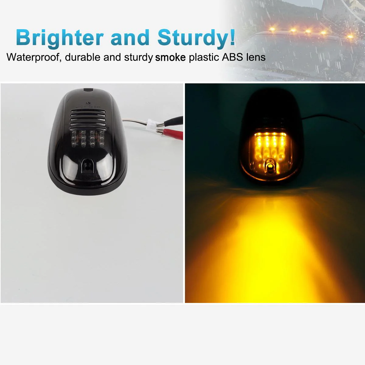 Partsam 5X Amber 24 LED Smoke Cab Roof Running Top Marker Lights 264146BK Assembly Wire Harness Replacement for 1500 2500 3500 4500 5500 2003-2018 Pickup Trucks - Image 7