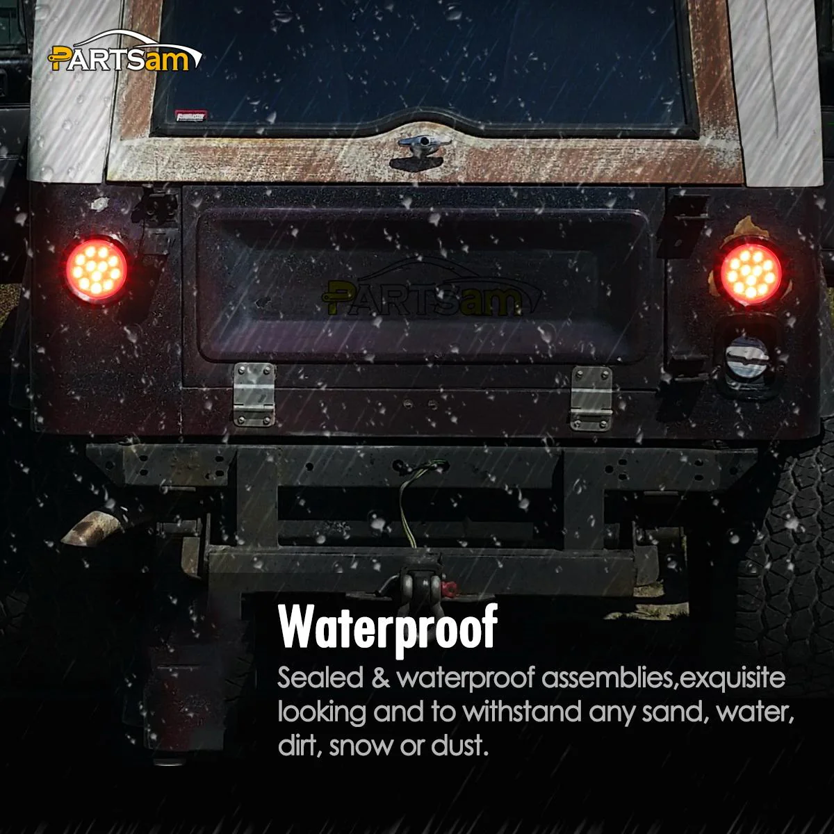 Partsam 8Pcs 4inch Round Red LED Trailer Tail Light, 4 Inch Round Led Stop Turn Tail Lights Brake Brake Trailer Lights for RV Trucks, Rubber Grommets and 3-Prong Wire Pigtails Included - Image 7