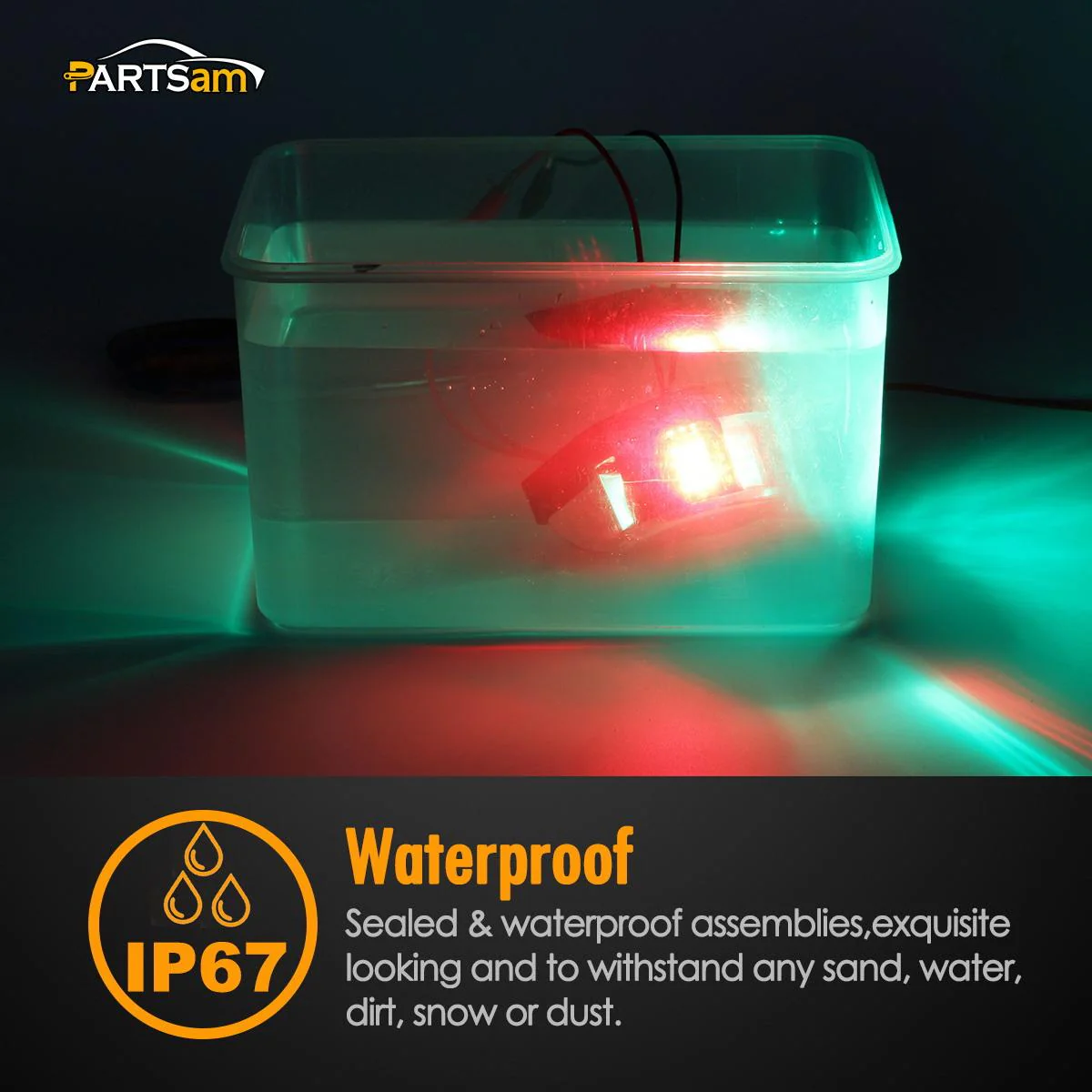 Partsam Boat Marine LED Navigation Lights Lamps 12 LED, Red and Green LED Boat Front Light to Small Boat and Pontoon Yacht Skeeter - Image 3