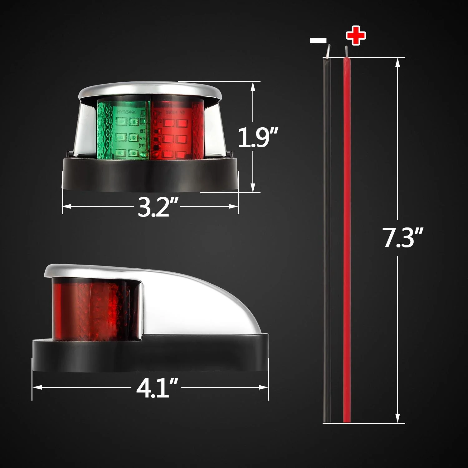 Partsam Boat Marine LED Navigation Lights Lamps 12 LED, Red and Green LED Boat Front Light to Small Boat and Pontoon Yacht Skeeter - Image 5