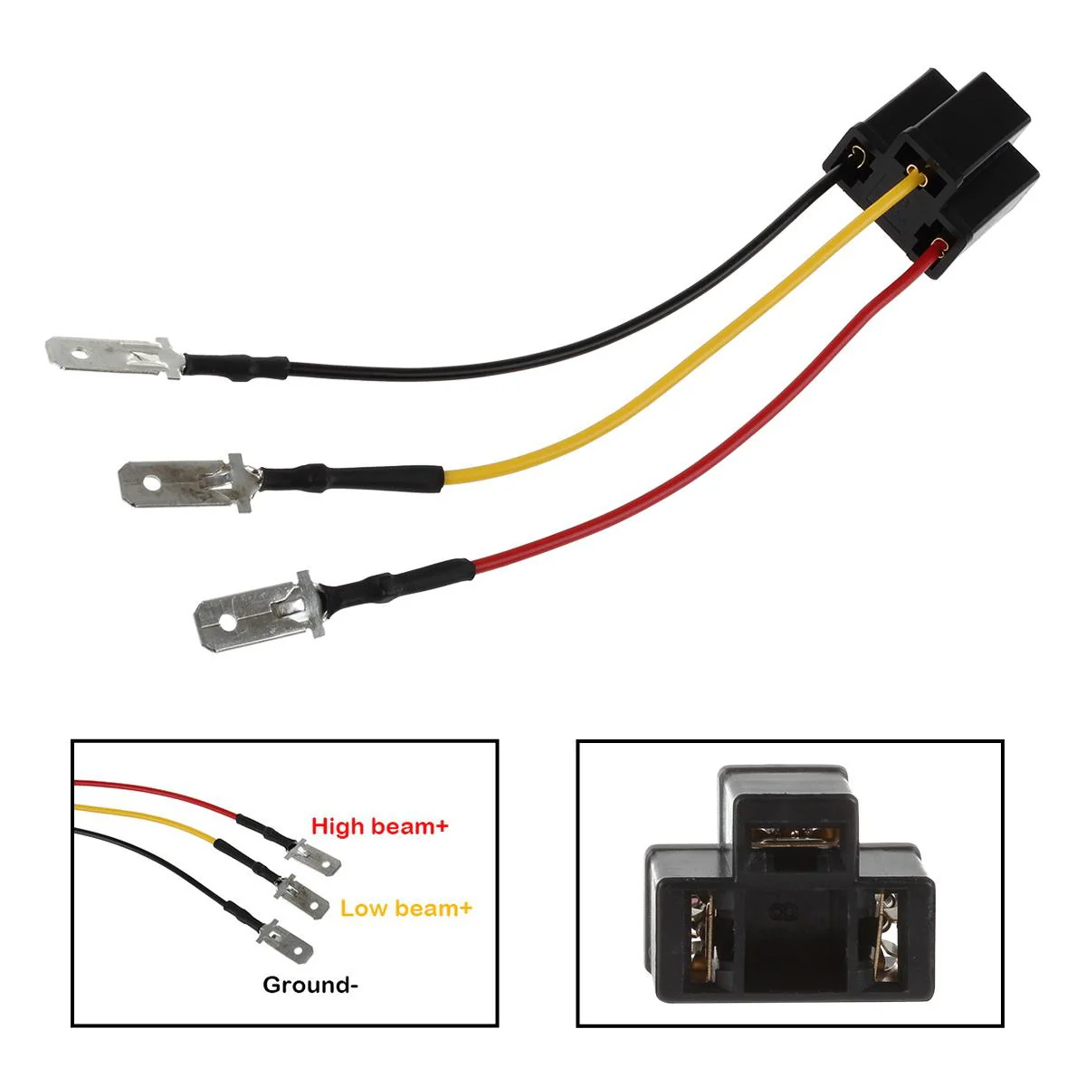 Partsam H4 9003 Wiring Harness Headlights Wire Sockets H4 to 3 Pin Adapter for 4"x6" 7"x6" 5"x7" 6x8 inch Car Truck Pickup Heavy Duty Headlamp (4PCS a Pack) - Image 4