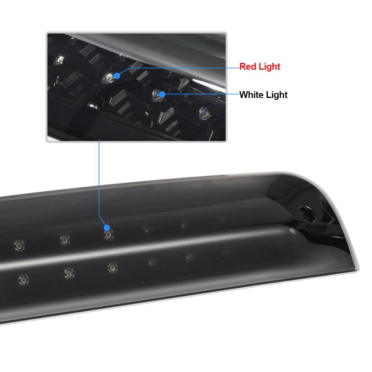 Partsam High Mount 3rd Third Brake Light Replacement For Dodge Ram 2009-2017 1500 2500 3500 Red/White 27 LED Rear Cab Roof Center Mount Tail Cargo Lights Lamps Smoke Lens Black Housing Waterproof - Image 10