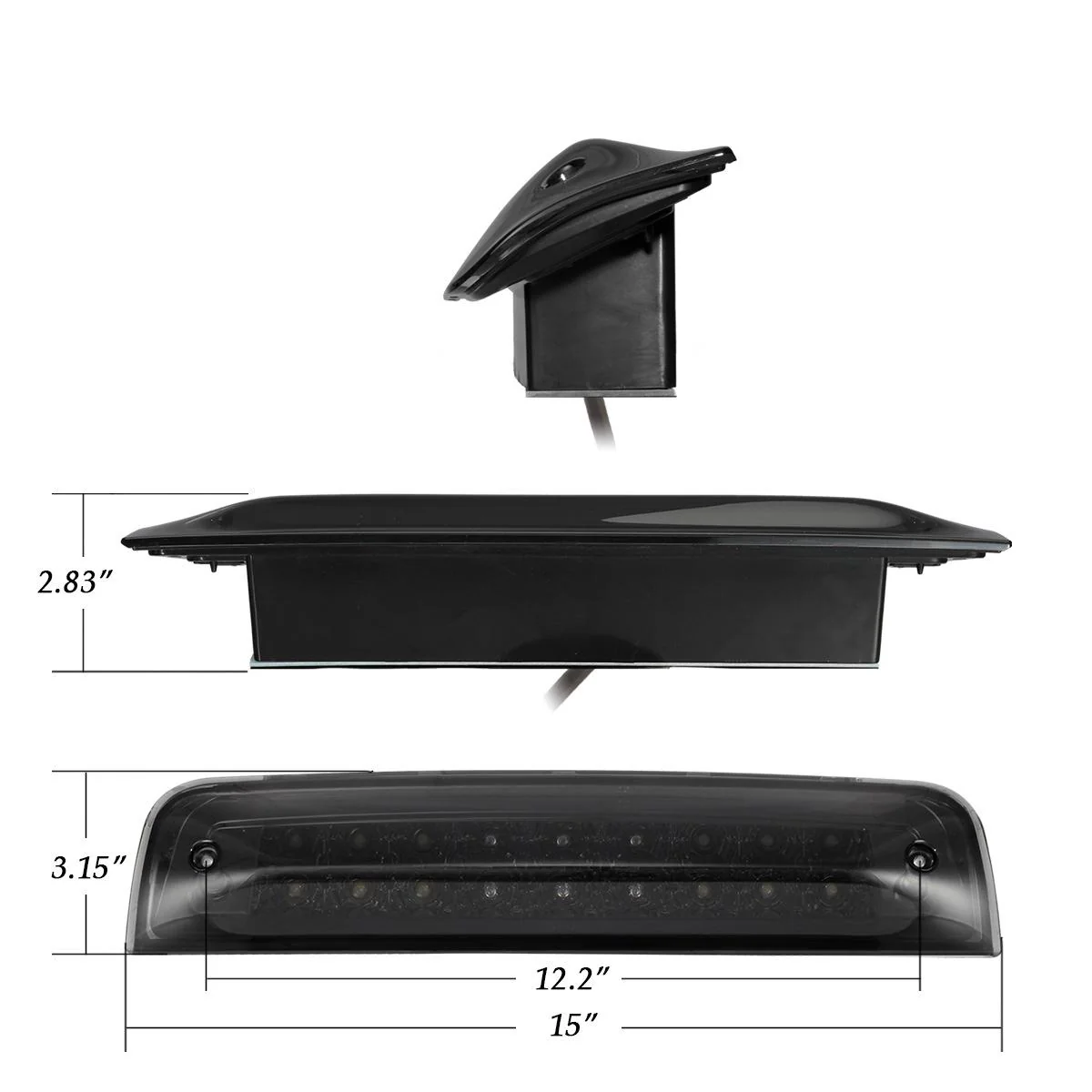 Partsam High Mount 3rd Third Brake Light Replacement For Dodge Ram 2009-2017 1500 2500 3500 Red/White 27 LED Rear Cab Roof Center Mount Tail Cargo Lights Lamps Smoke Lens Black Housing Waterproof - Image 11