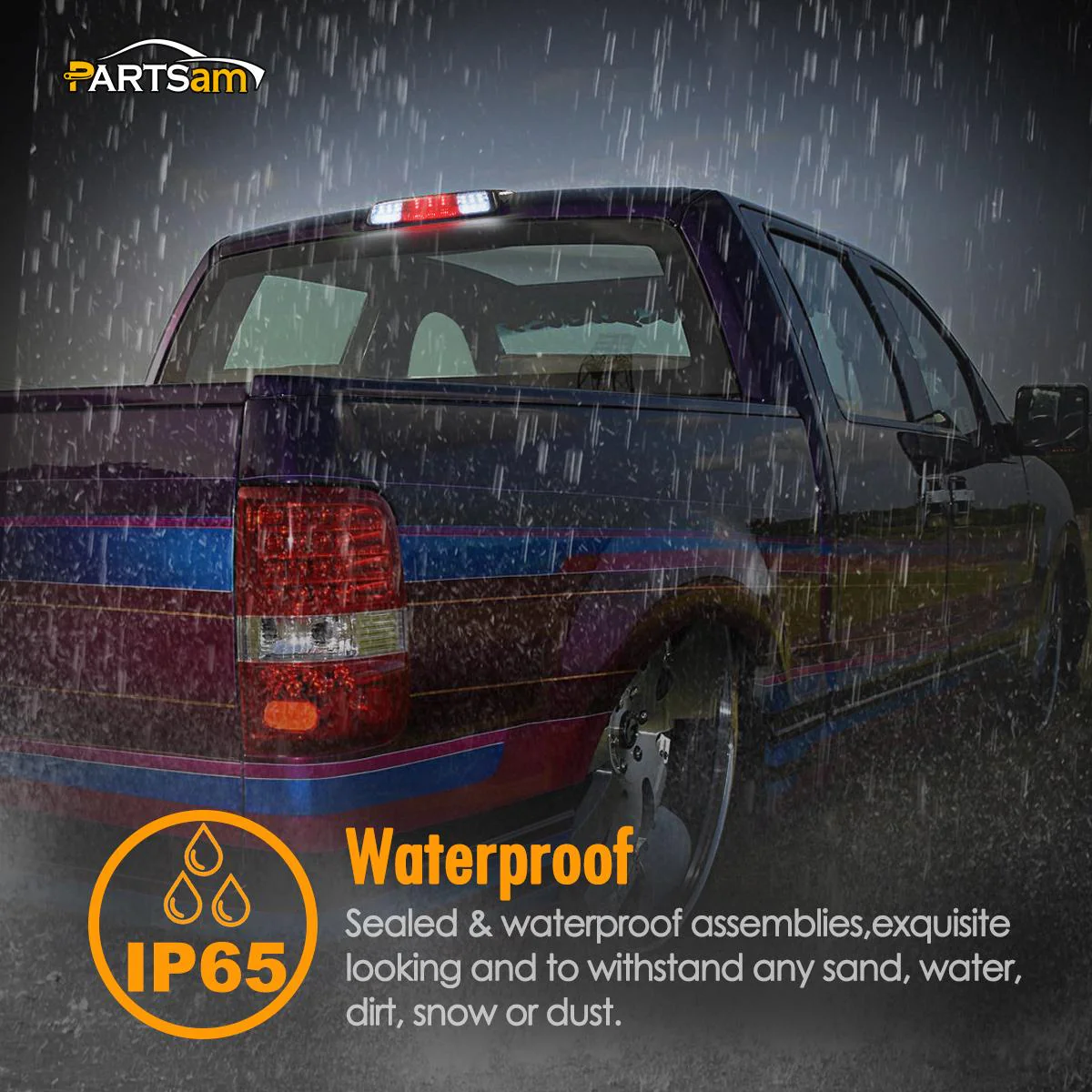 Partsam High Mount Stop Light 3rd Third Brake Light Replacement for Ford F150 F-150 2004 2005 2006 2007 2008 Smoked LED Rear Cab Roof Brake Stop Tail Cargo Center Light Lamp Black Housing w/3 Plugs - Image 8