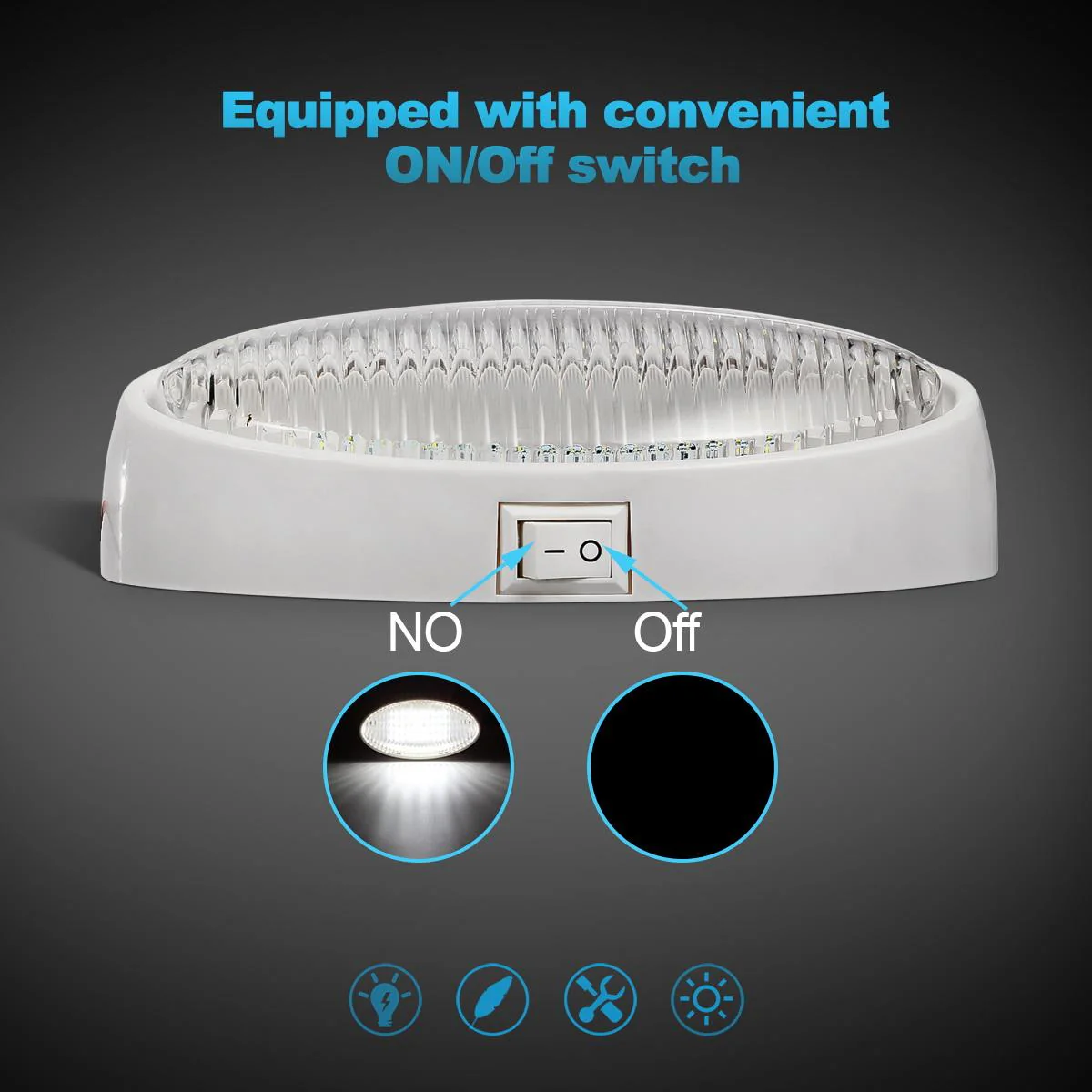 Partsam Oval LED RV Exterior Porch Utility Light with Switch 12v Replacement Light for RVs Boat Trailer Camper 5th Wheels White Base w/Snap-on Clear and Amber Lenses Surface Mount - Image 6