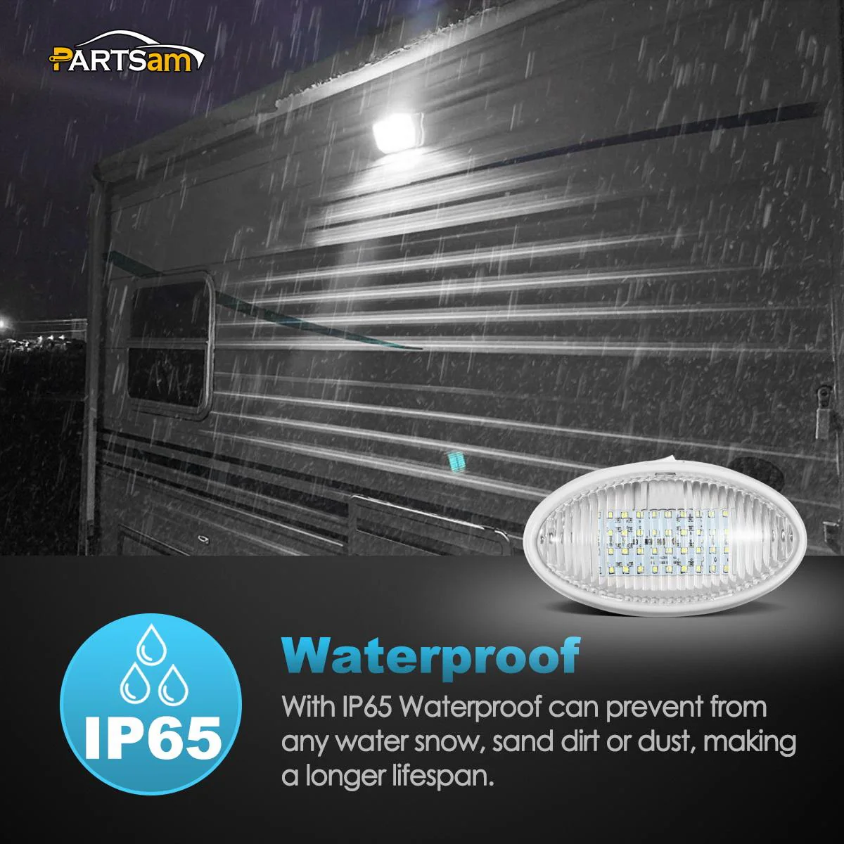 Partsam Oval LED RV Exterior Porch Utility Light with Switch 12v Replacement Light for RVs Boat Trailer Camper 5th Wheels White Base w/Snap-on Clear and Amber Lenses Surface Mount - Image 8